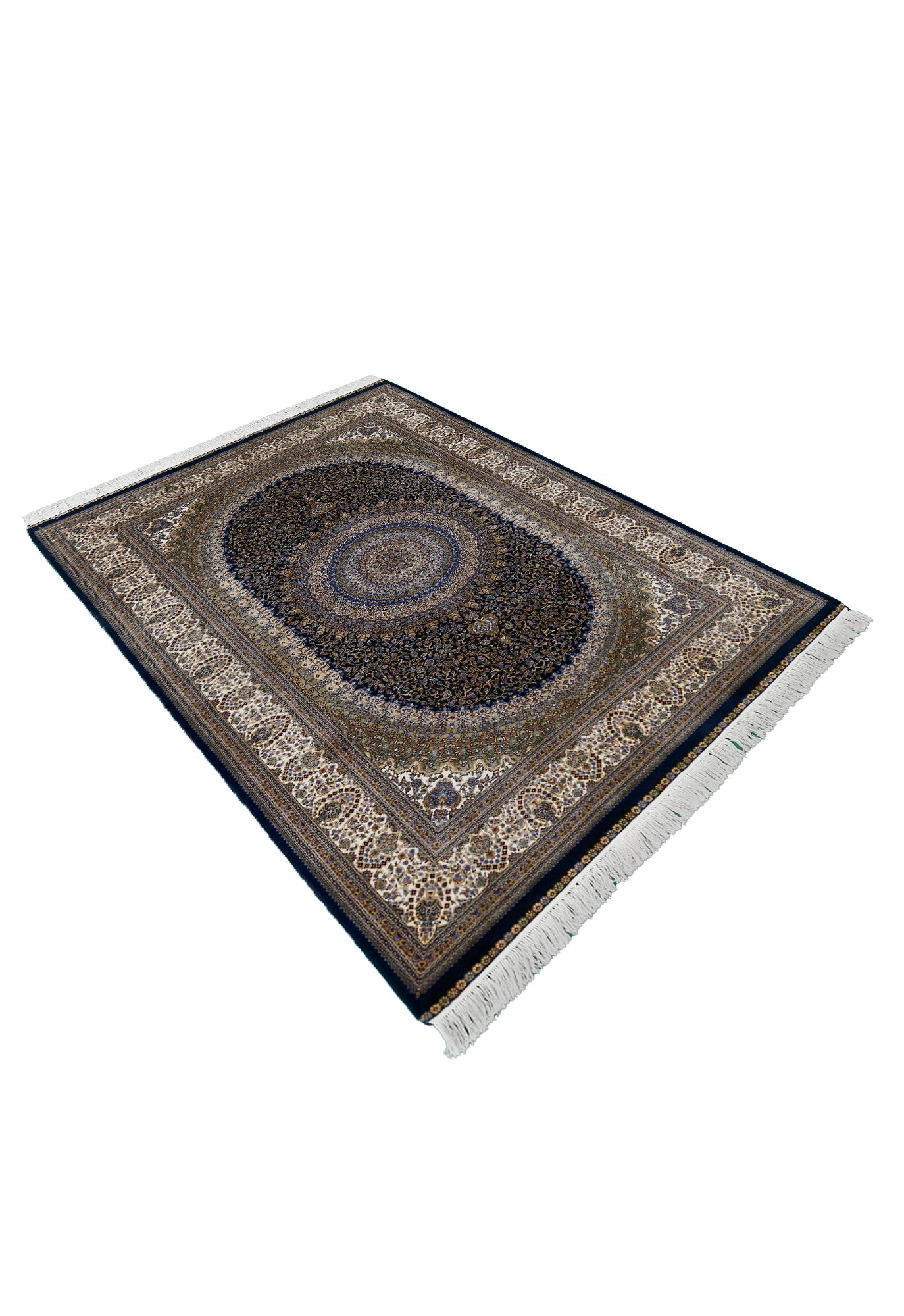 Navy Ivory Oval Medallion Rug