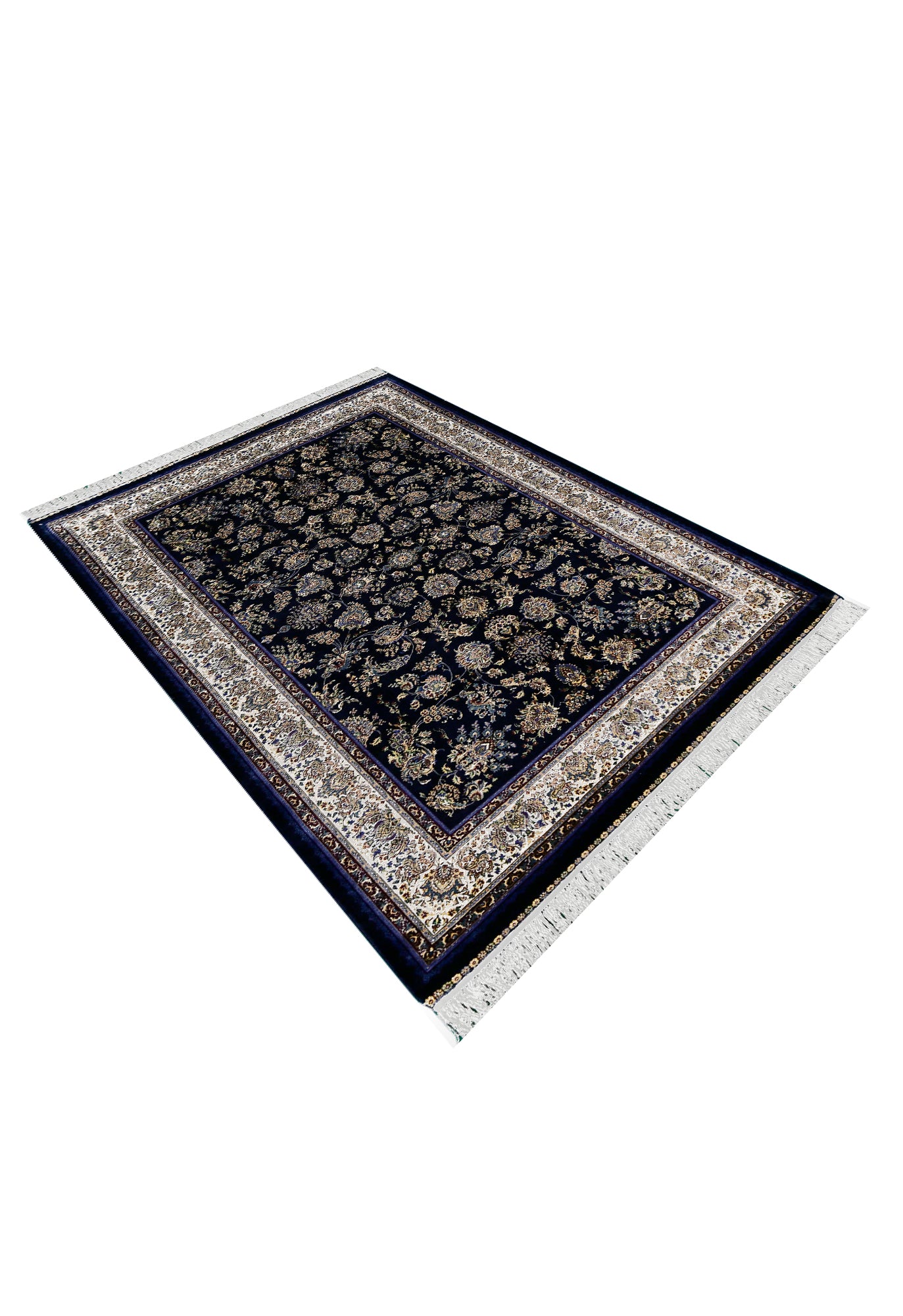 Midnight Bloom Cream Border Rug