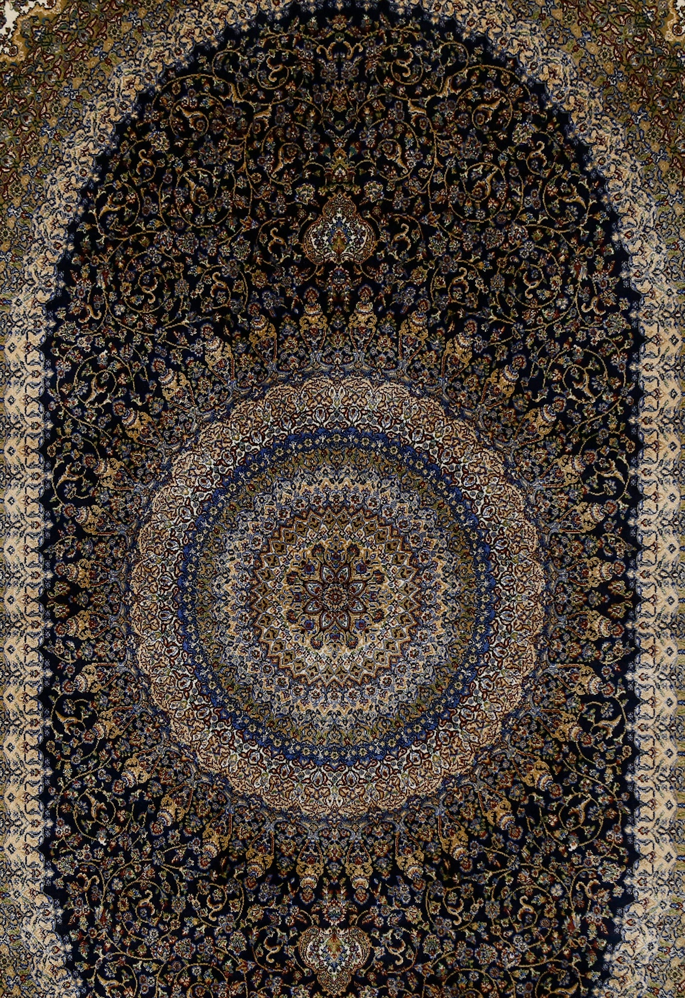 Navy Ivory Oval Medallion Rug