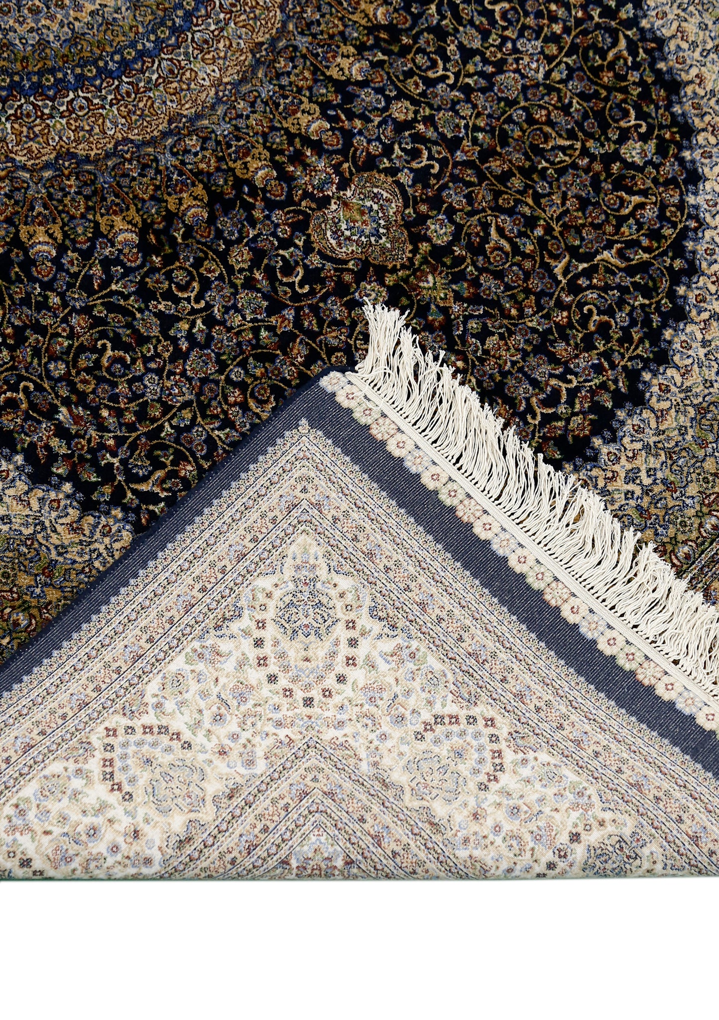 Navy Ivory Oval Medallion Rug