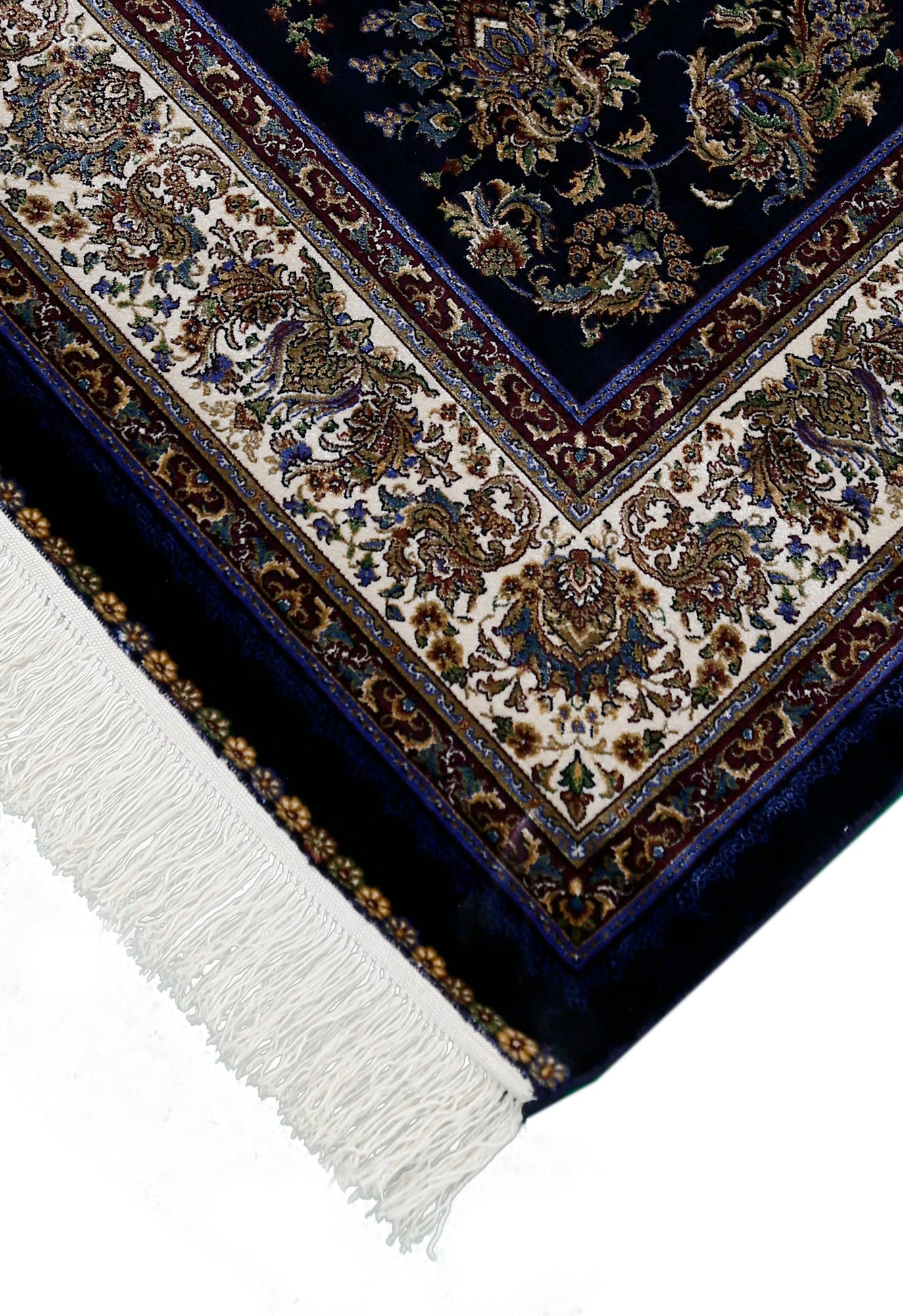 Midnight Bloom Cream Border Rug