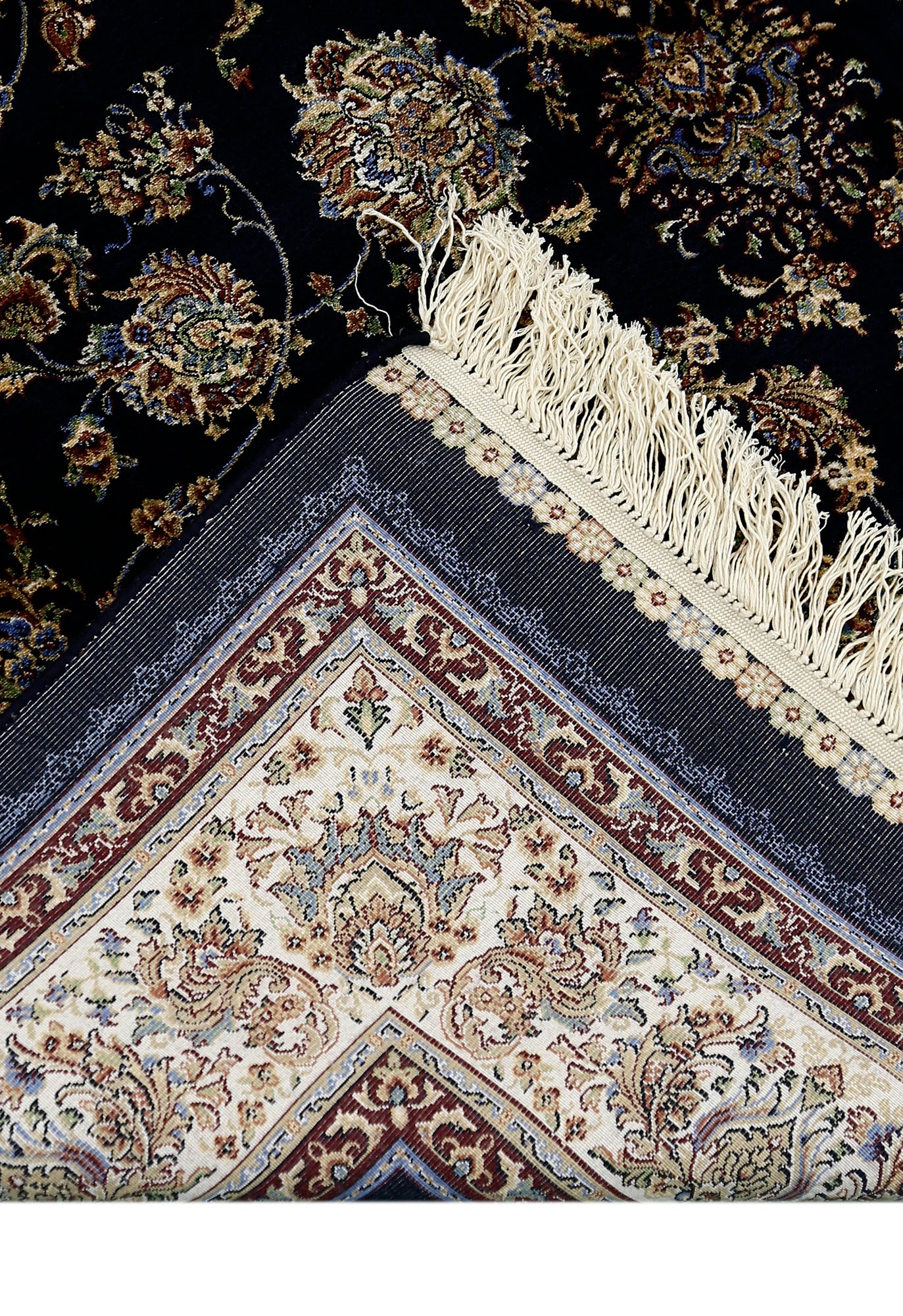 Midnight Bloom Cream Border Rug
