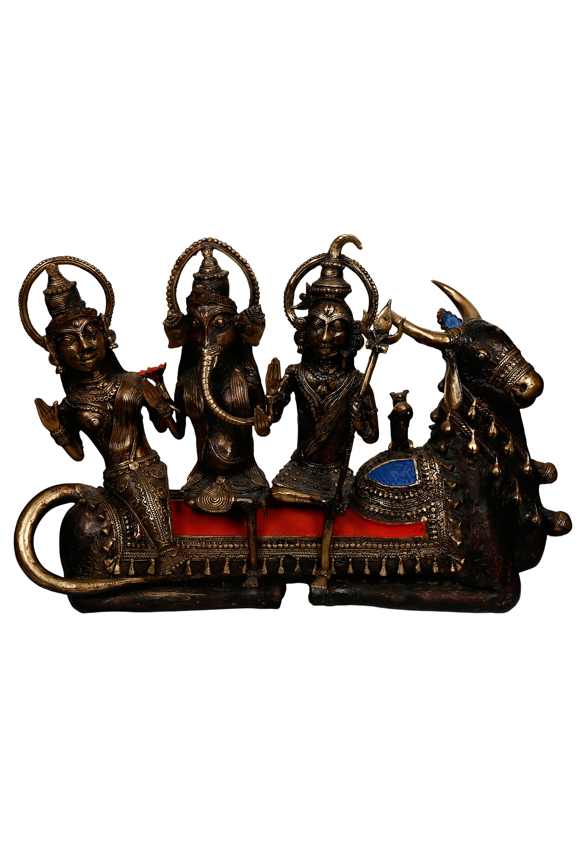 Khushi-Living-Artefacts-Brass-Shiv Parivar on Nandi