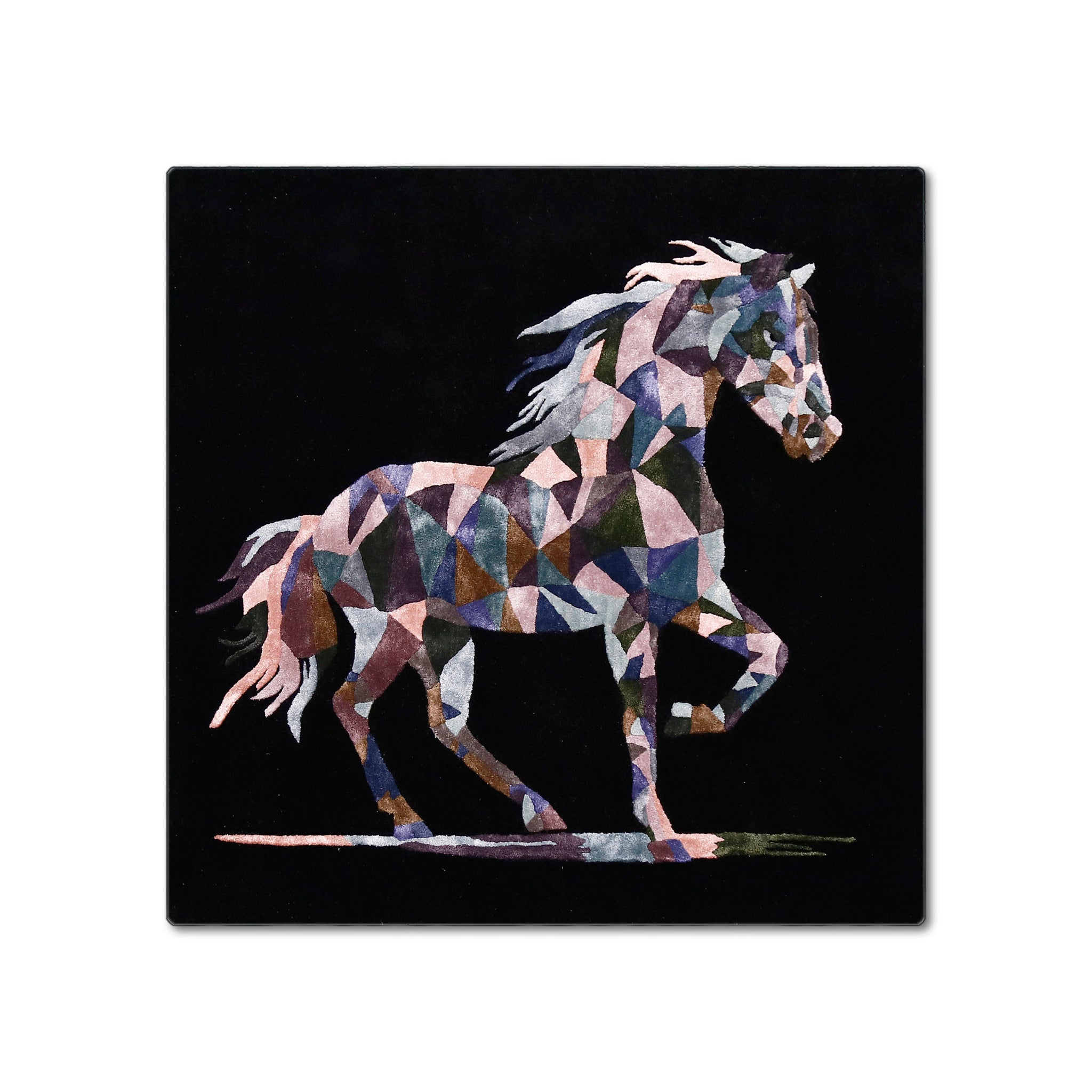 Geometric Horse Hand Tufted Wool Viscose Wall Rug