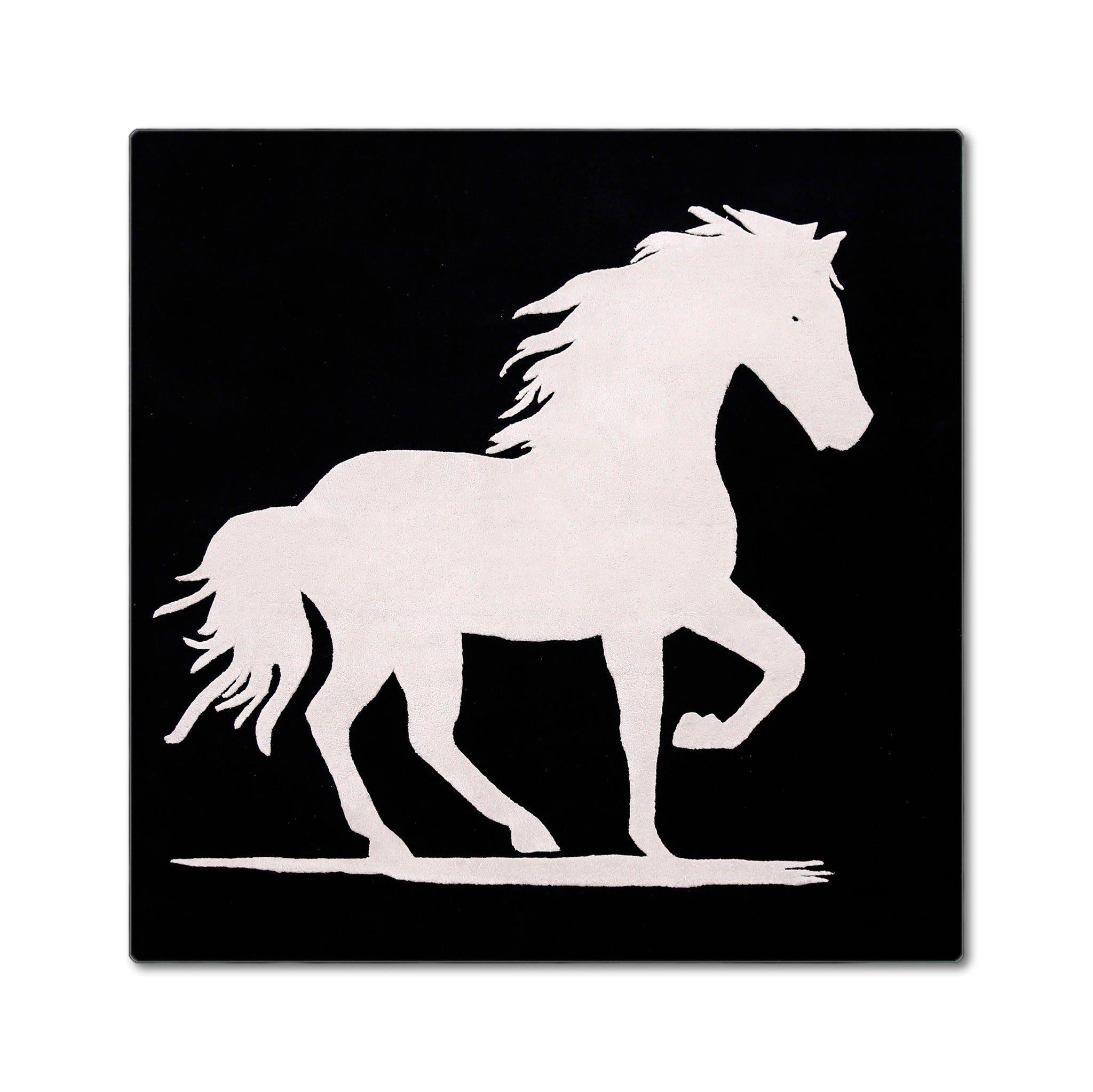 White Horse Silhouette Hand Tufted Wool Viscose Wall Rug
