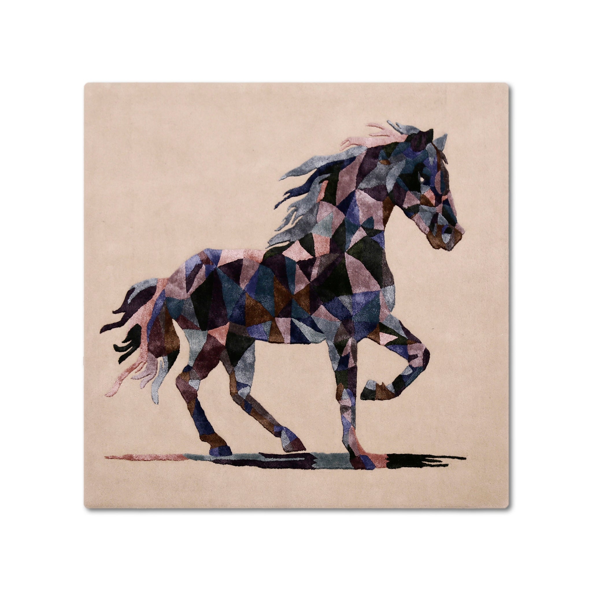 Geometric Horse Hand Tufted Wool Viscose Wall Rug