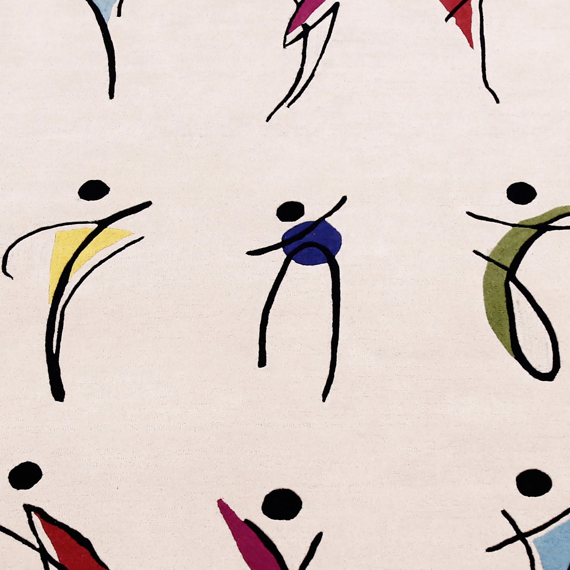 Abstract Dancing Figures Hand Tufted Wool Wall Rug