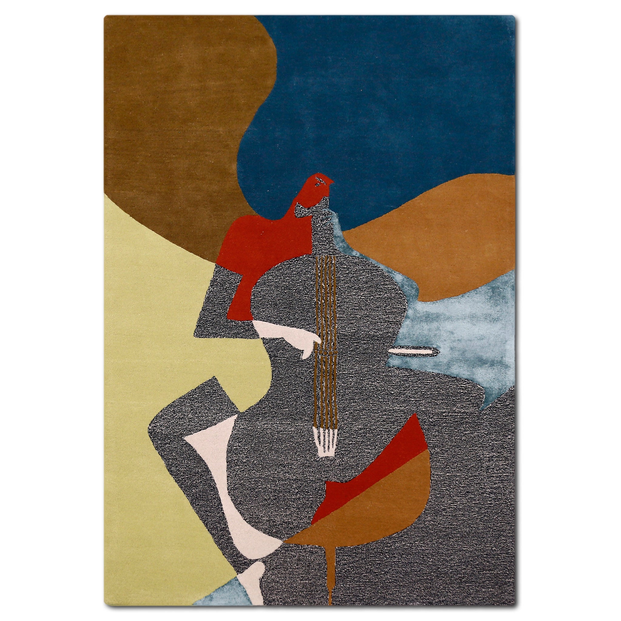 Abstract Musician Hand Tufted Wool Viscose Wall Rug
