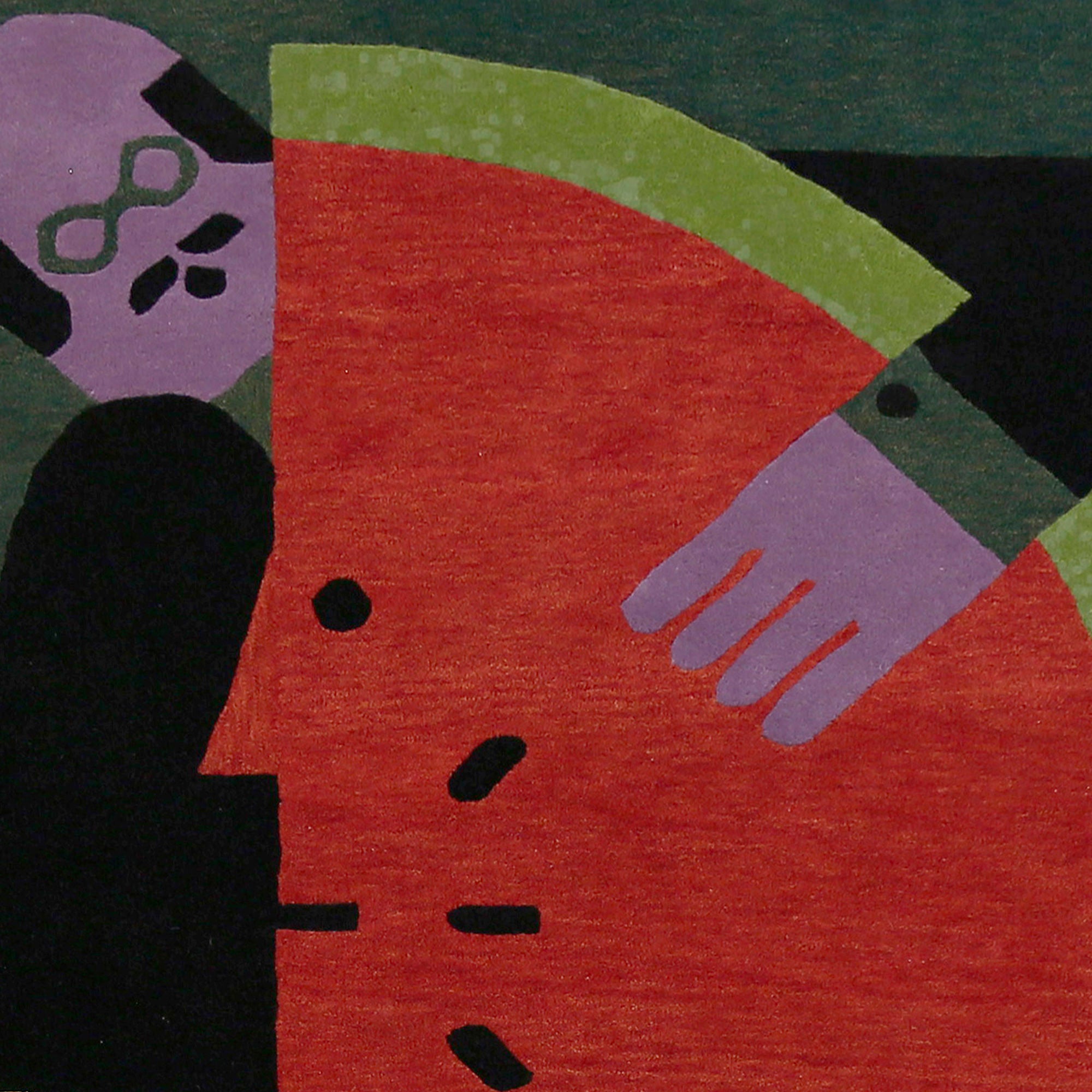 Abstract Watermelon Figure Hand Tufted Wool Wall Rug