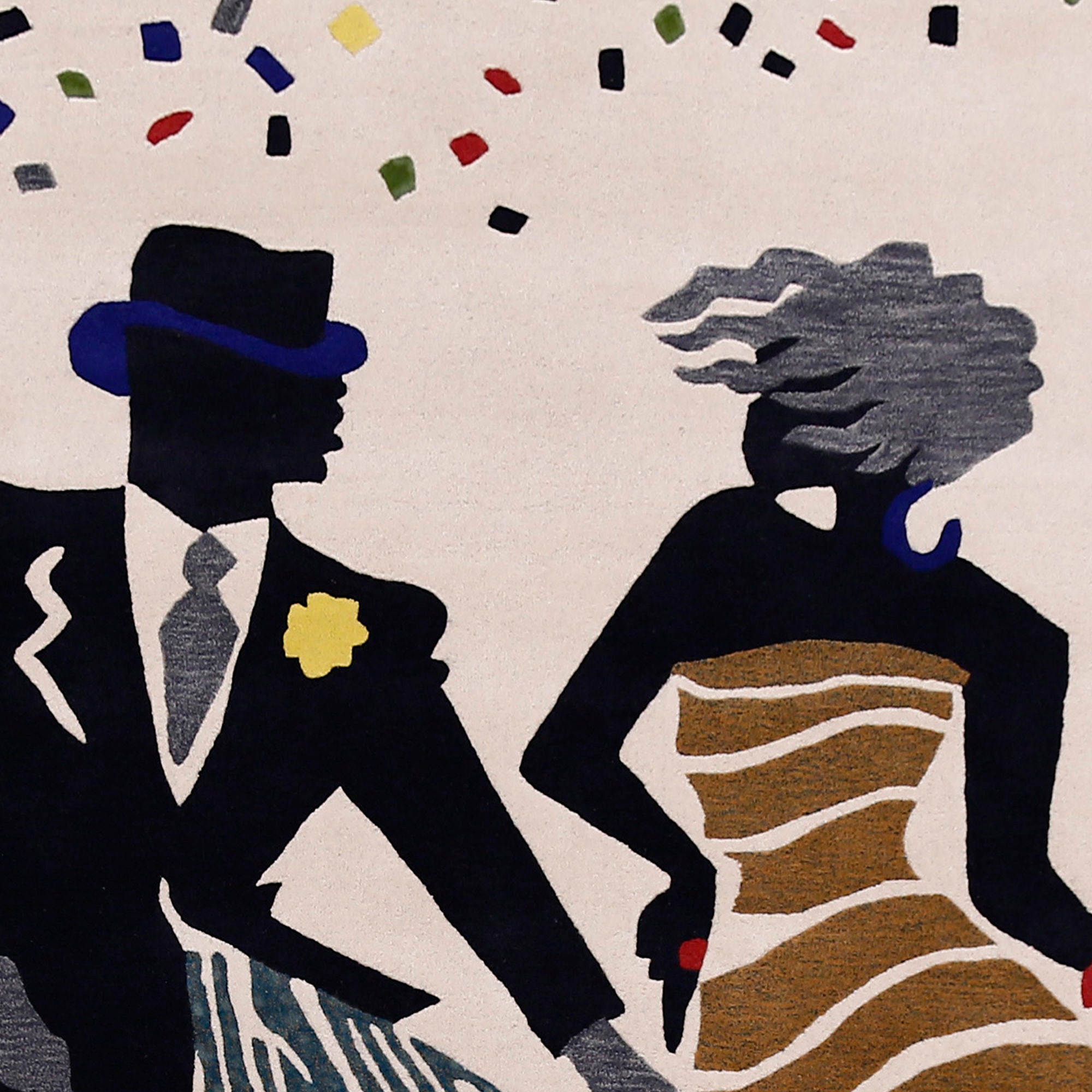 Jazz Dancing Couple Hand Tufted Wool Wall Rug