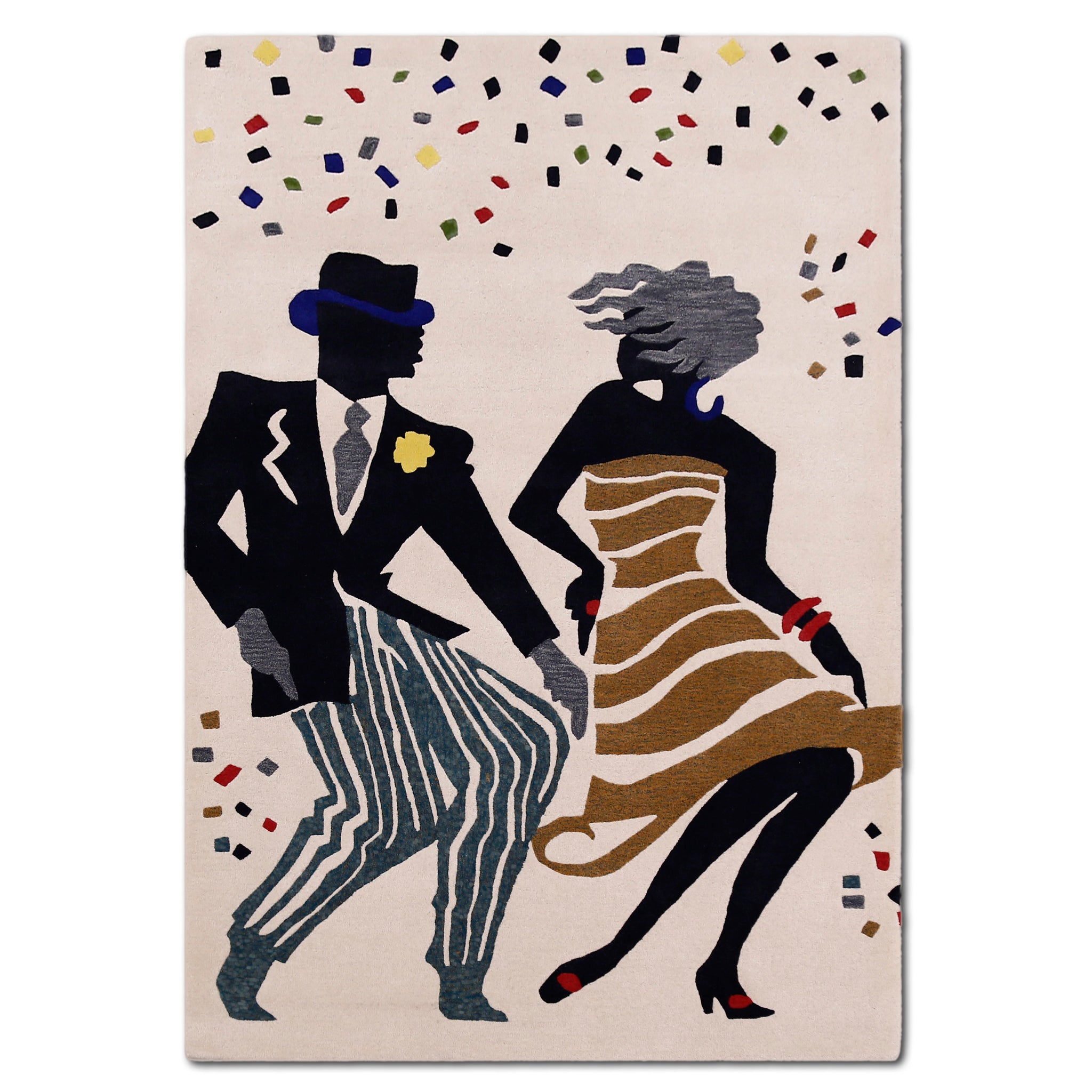 Jazz Dancing Couple Hand Tufted Wool Wall Rug