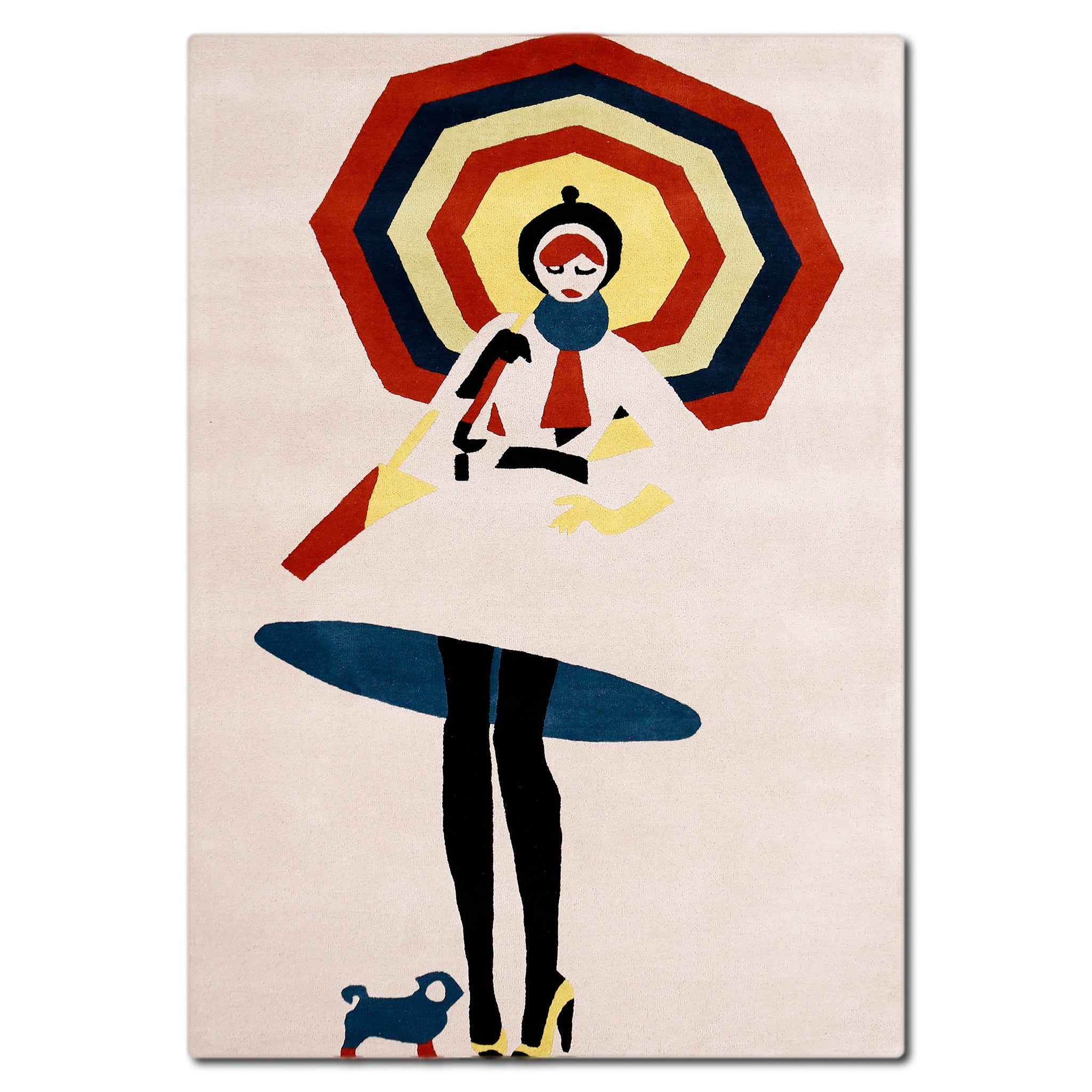 Umbrella Fashion Lady Hand Tufted Wool Wall Rug