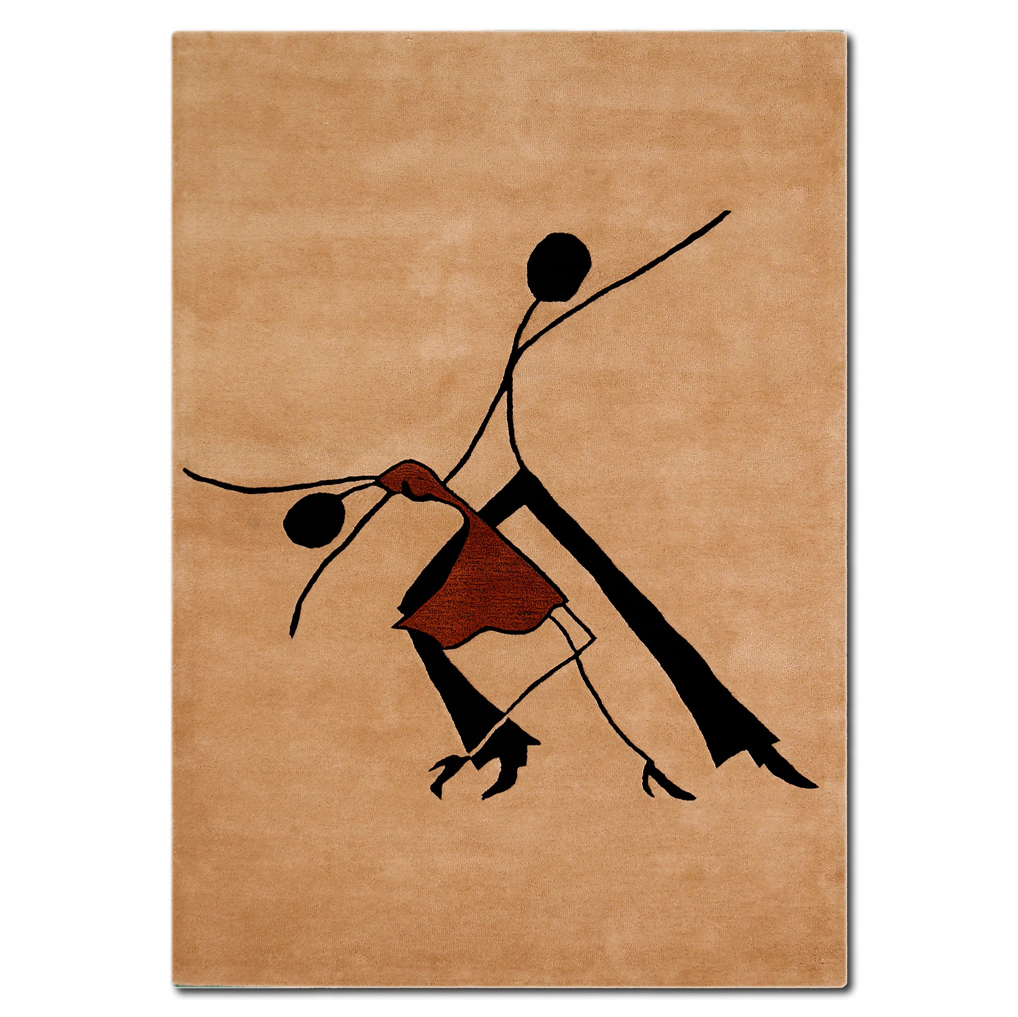 Minimal Dancing Couple Hand Tufted Wool Wall Rug