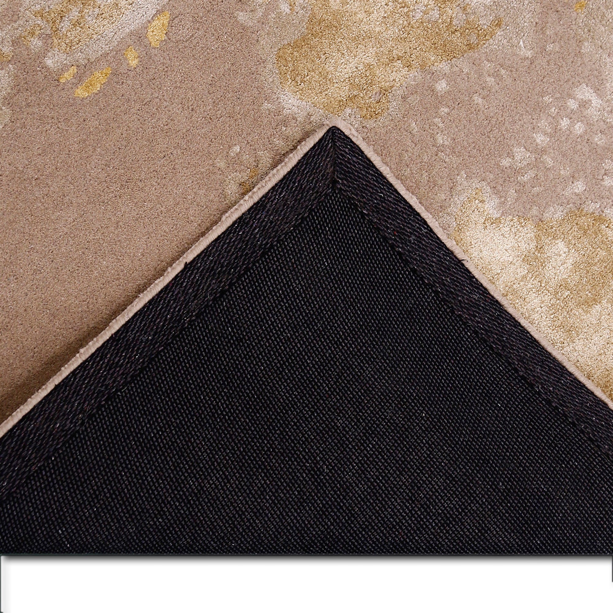 Beige Gold Abstract Bloom Hand Tufted Wool Viscose Wall Rug