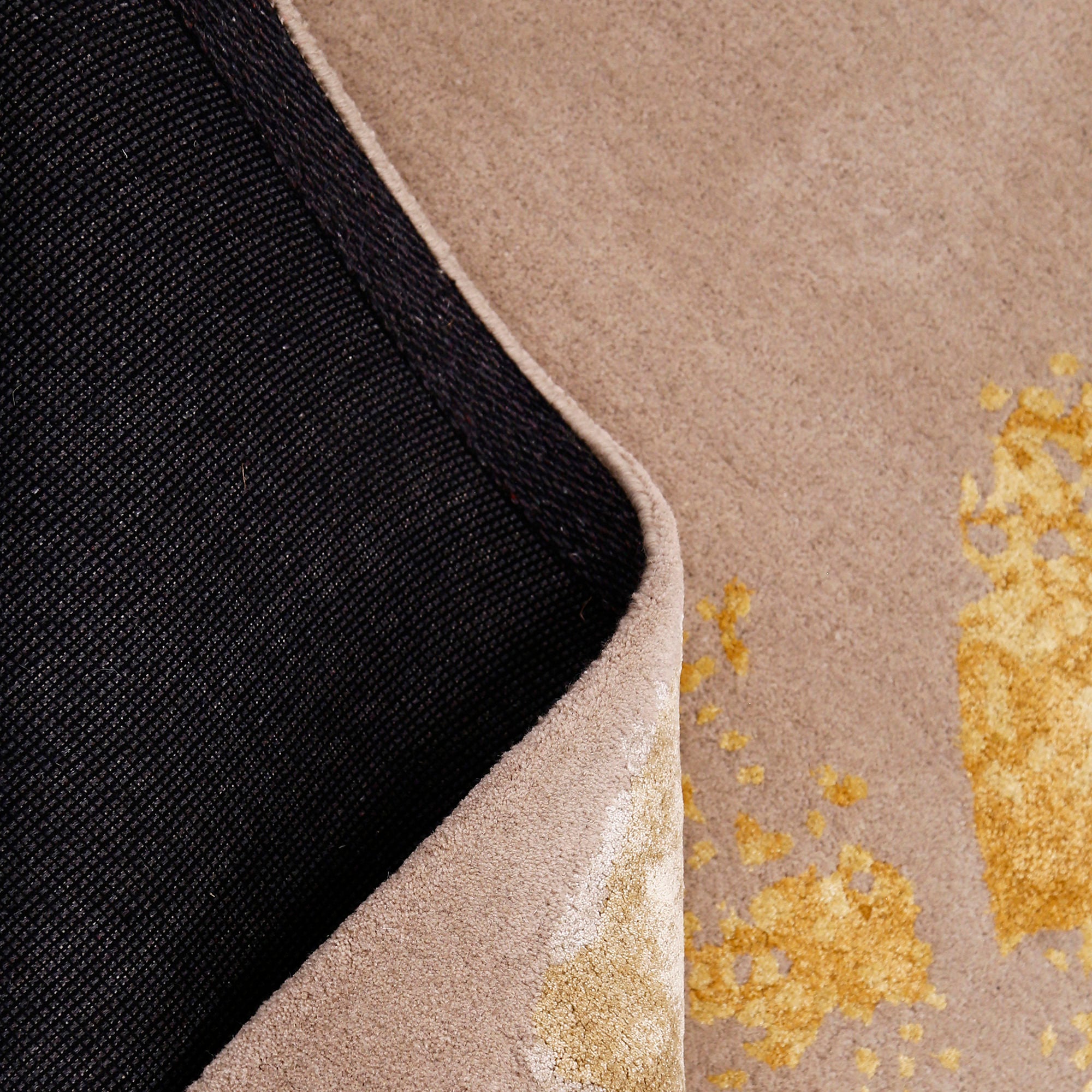 Beige Gold Abstract Bloom Hand Tufted Wool Viscose Wall Rug