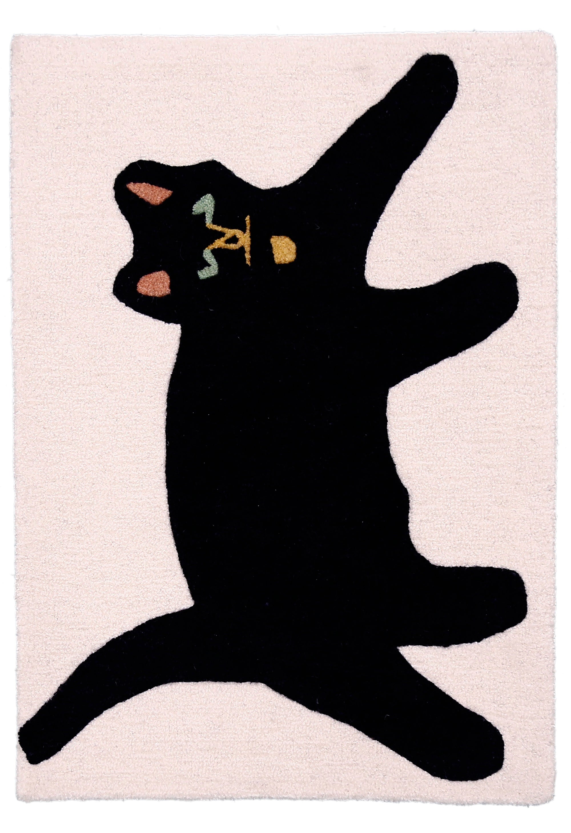 Cat-Shaped Carpet Black