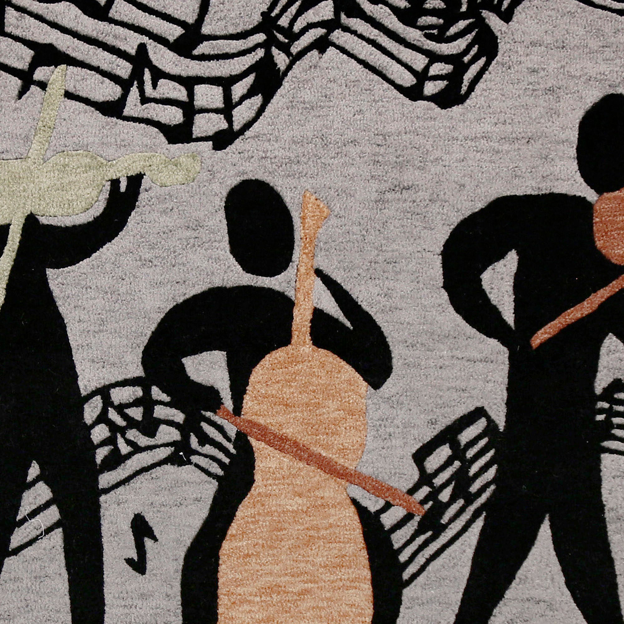Black Musician Trio Hand Tufted Wool Wall Rug