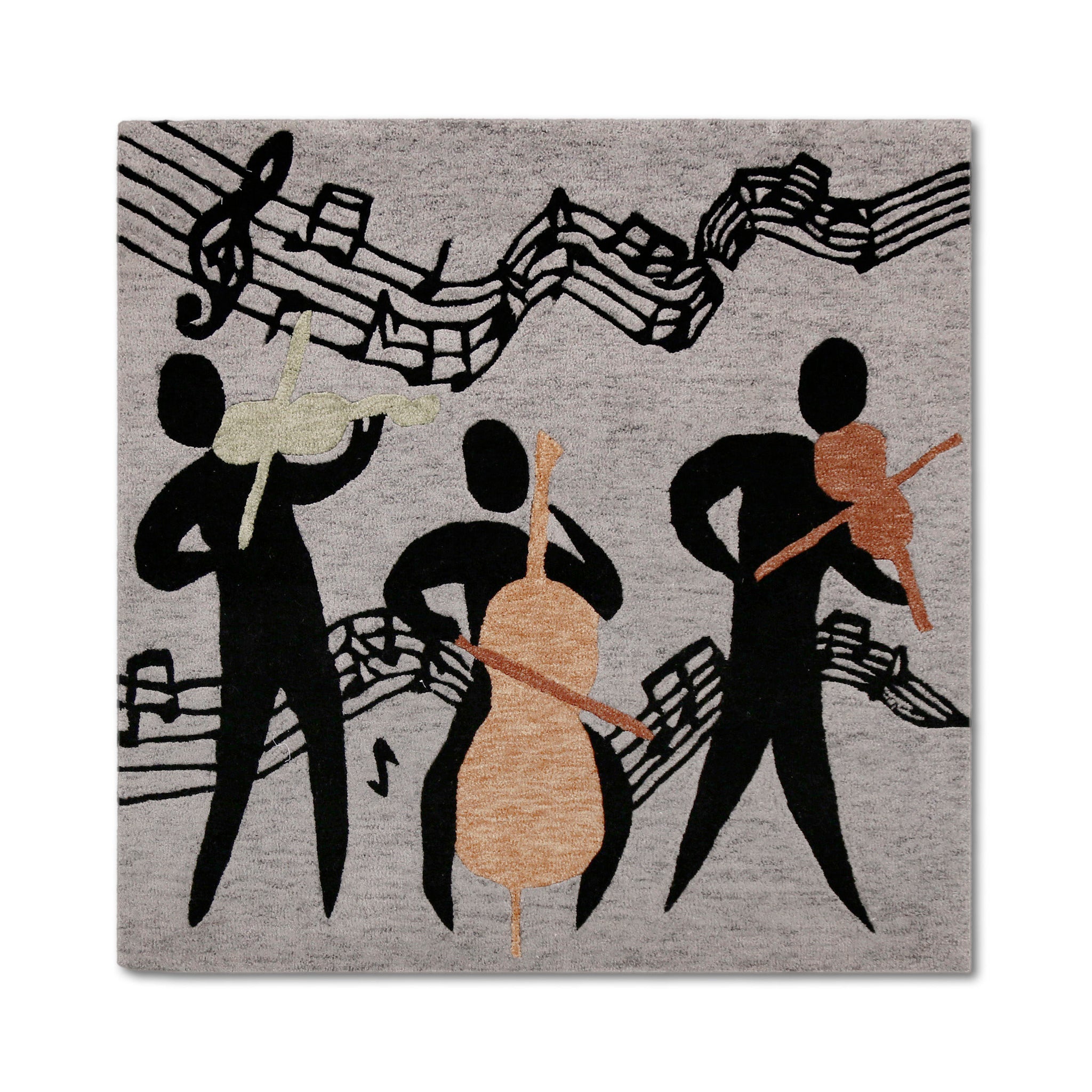 Black Musician Trio Hand Tufted Wool Wall Rug