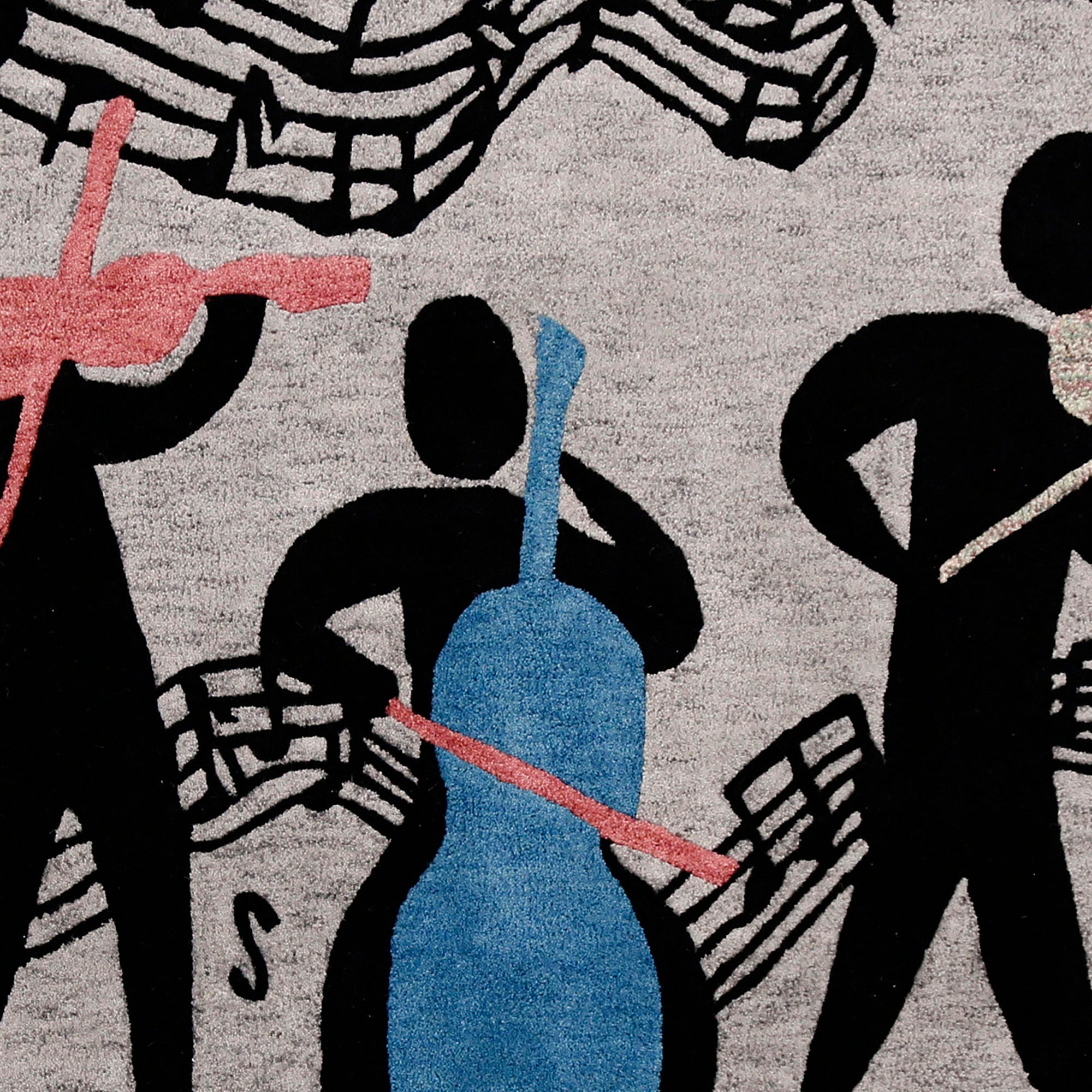 Colorful Musician Trio Hand Tufted Wool Wall Rug