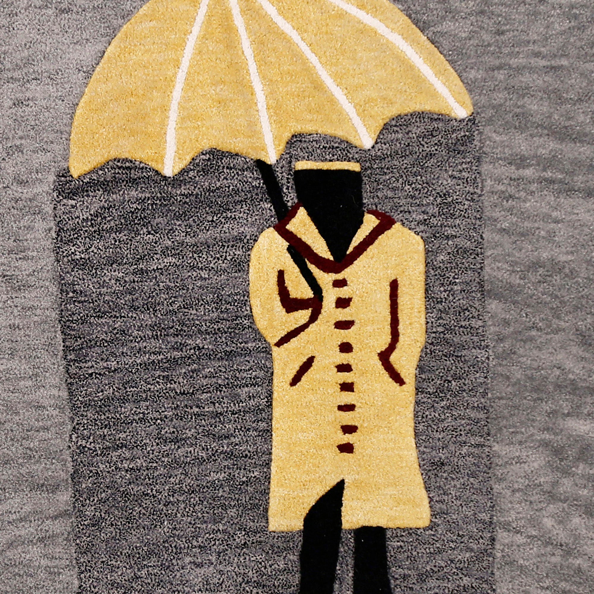 Ceremonial Guard Under Yellow Parasol Hand Tufted Wool Wall Rug