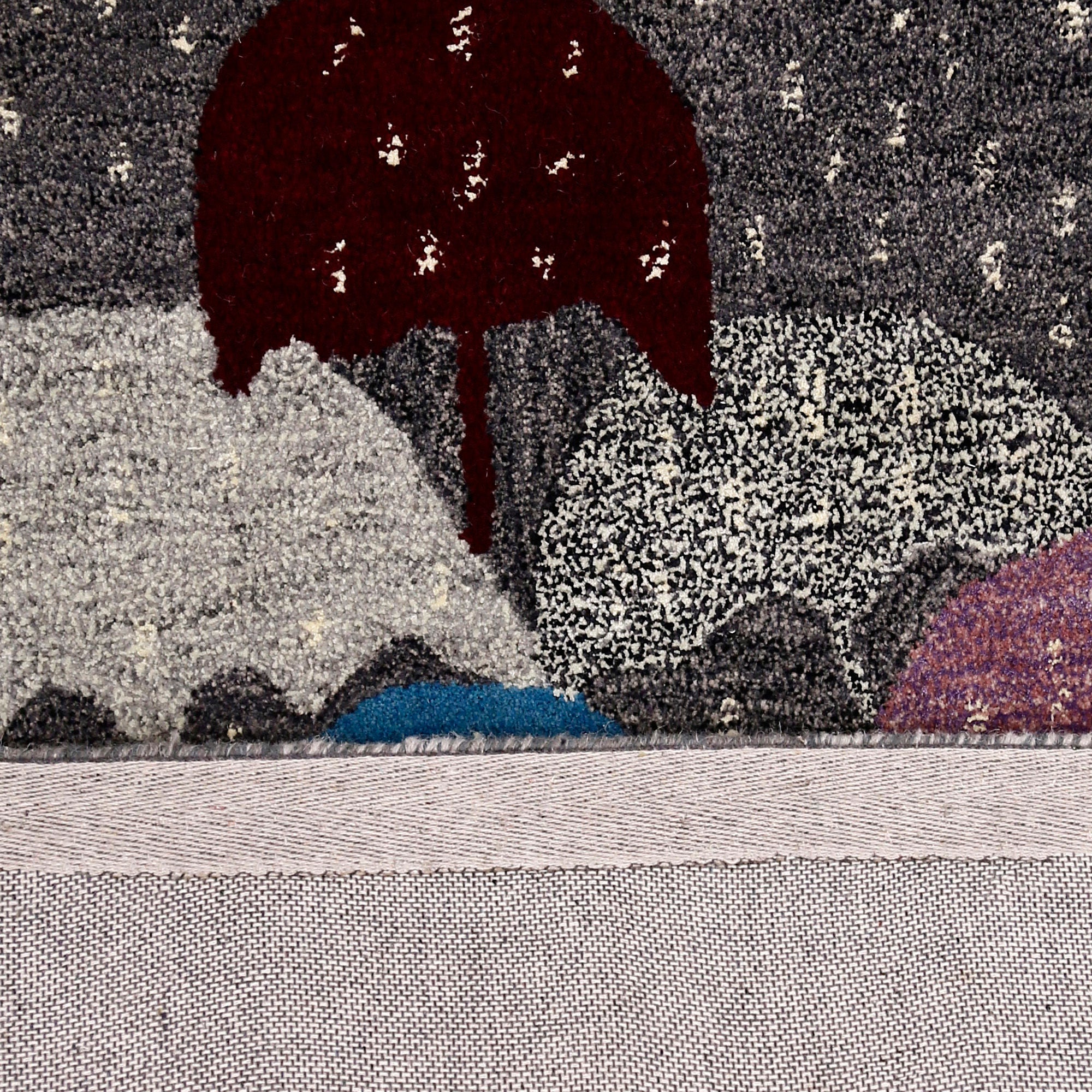 Colorful Rain Umbrellas Hand Tufted Wool Viscose Wall Rug