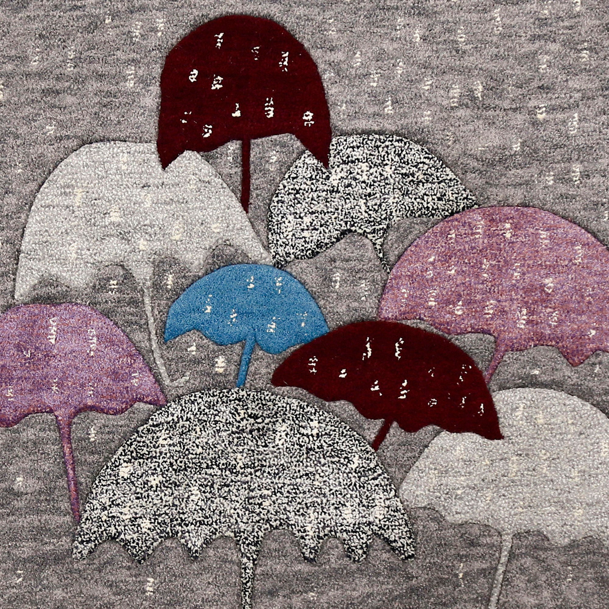 Rainy Umbrella Cluster Hand Tufted Wool and Viscose Wall Rug