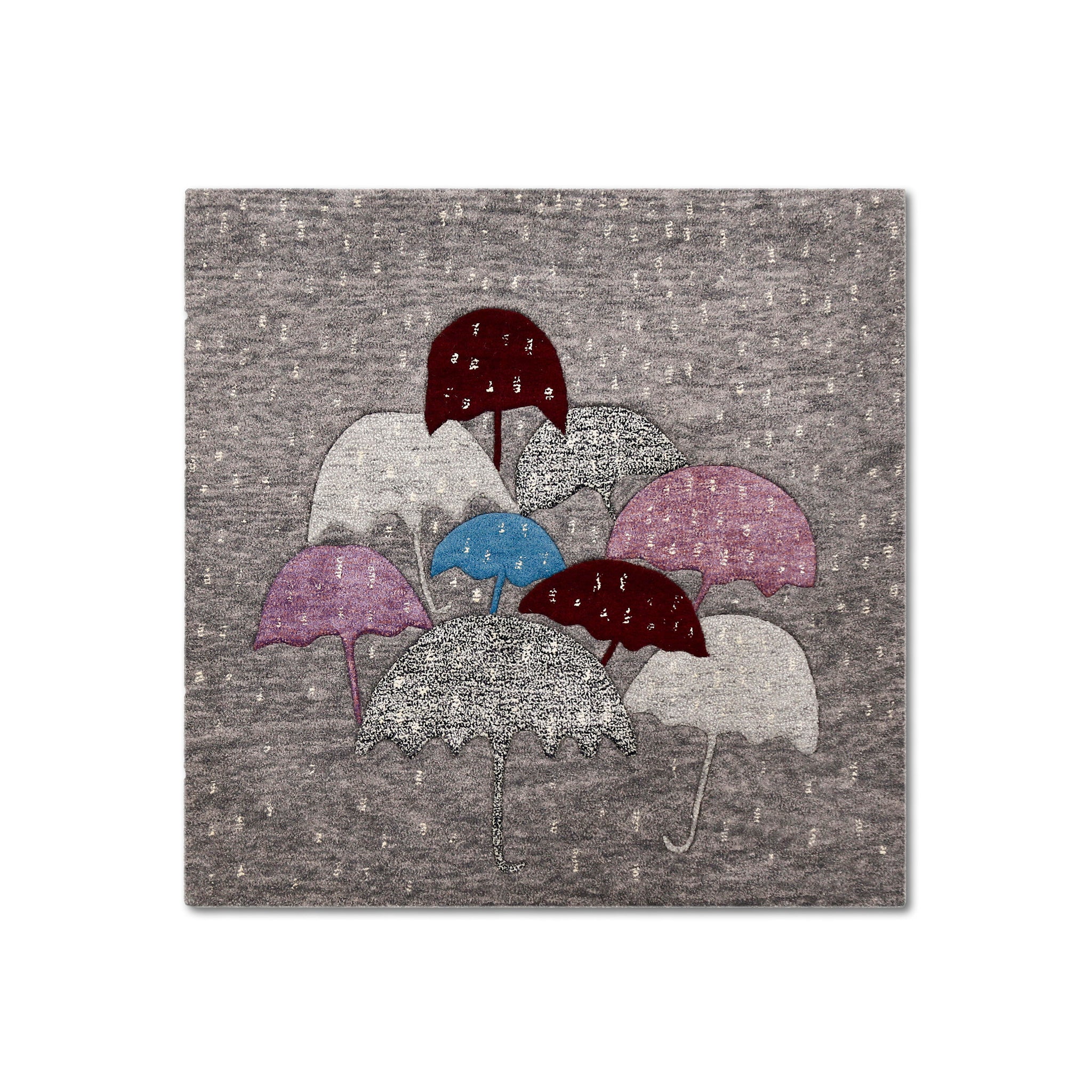 Rainy Umbrella Cluster Hand Tufted Wool and Viscose Wall Rug