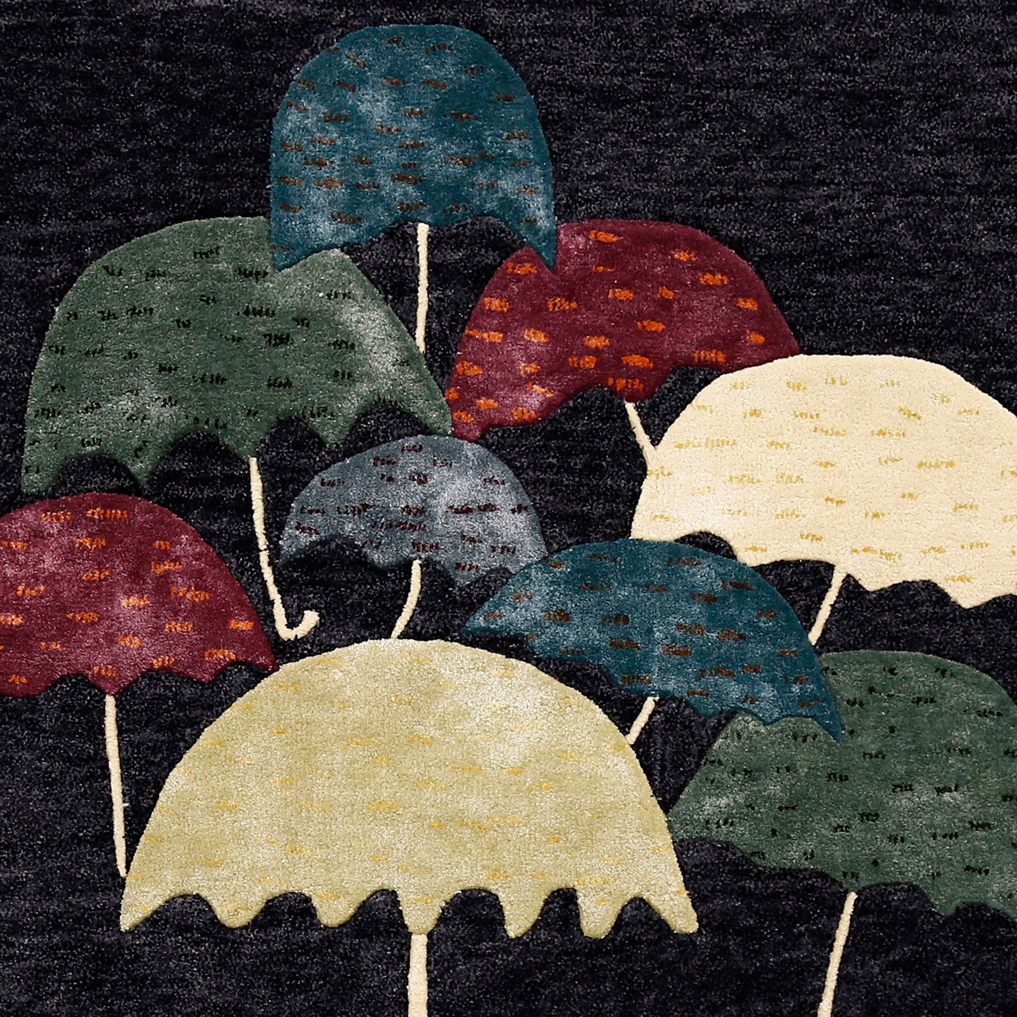 Colorful Umbrella Cluster Hand Tufted Wool Viscose Wall Rug