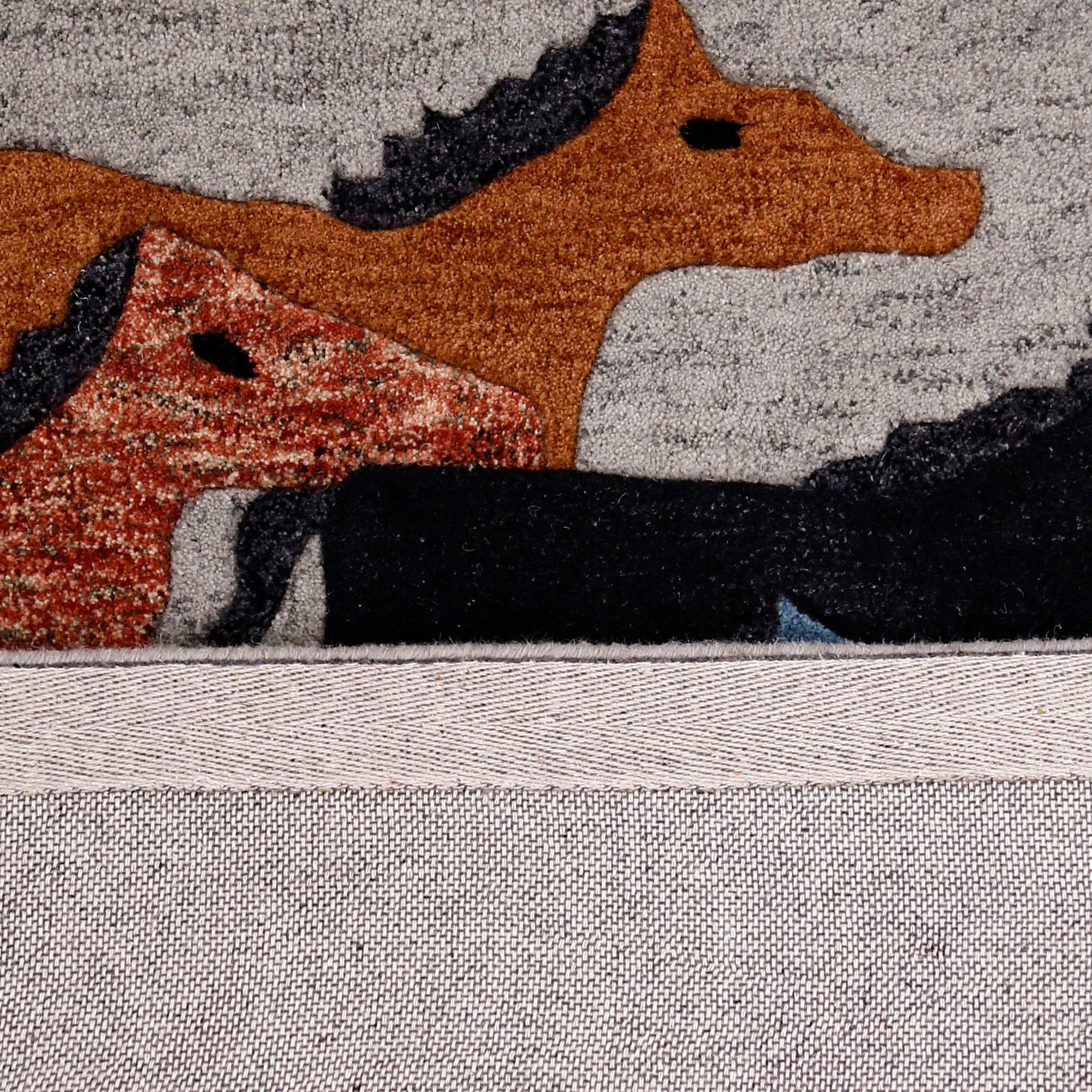 Colorful Running Horses Hand Tufted Wool Wall Rug