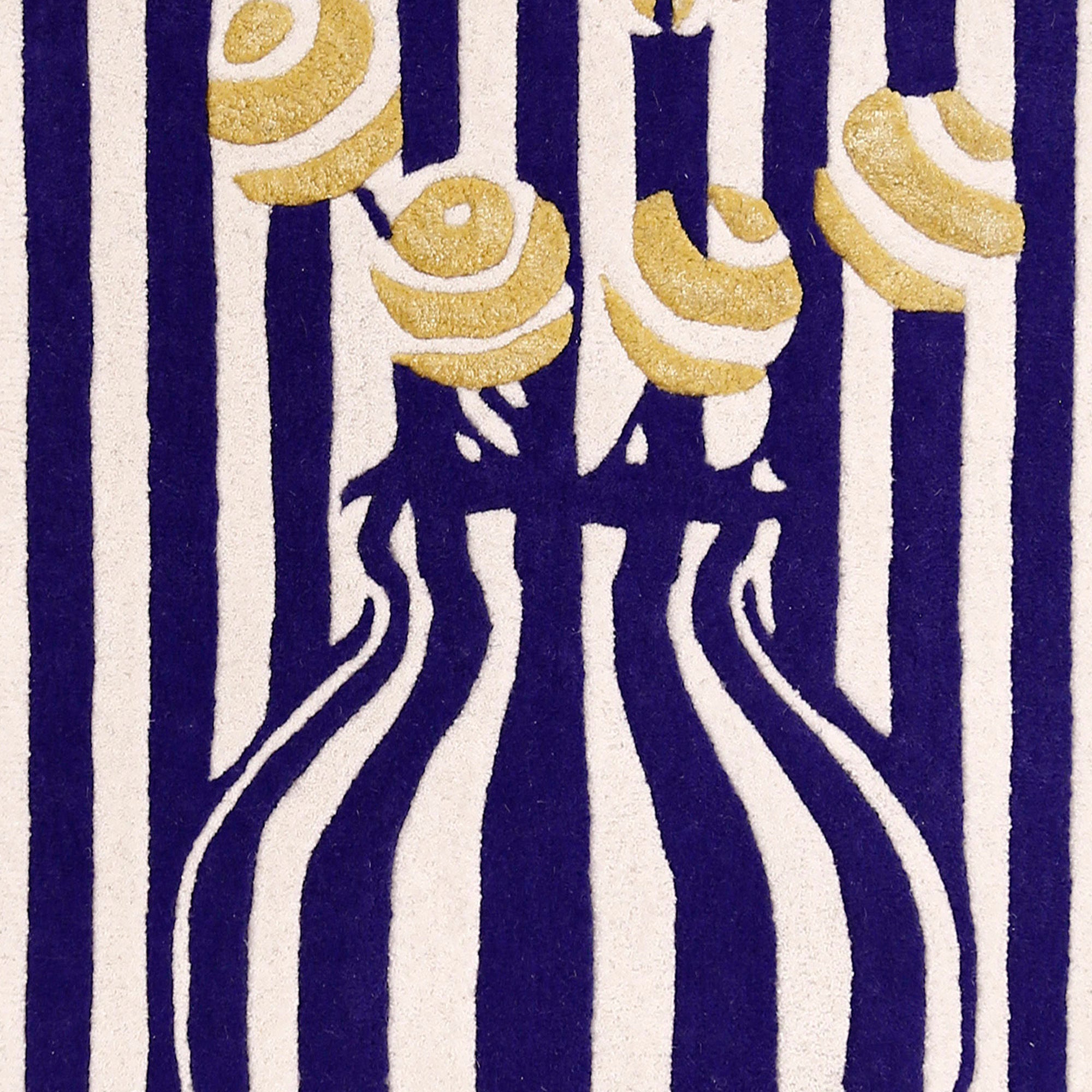 Blue Striped Vase Hand Tufted Wool Wall Rug