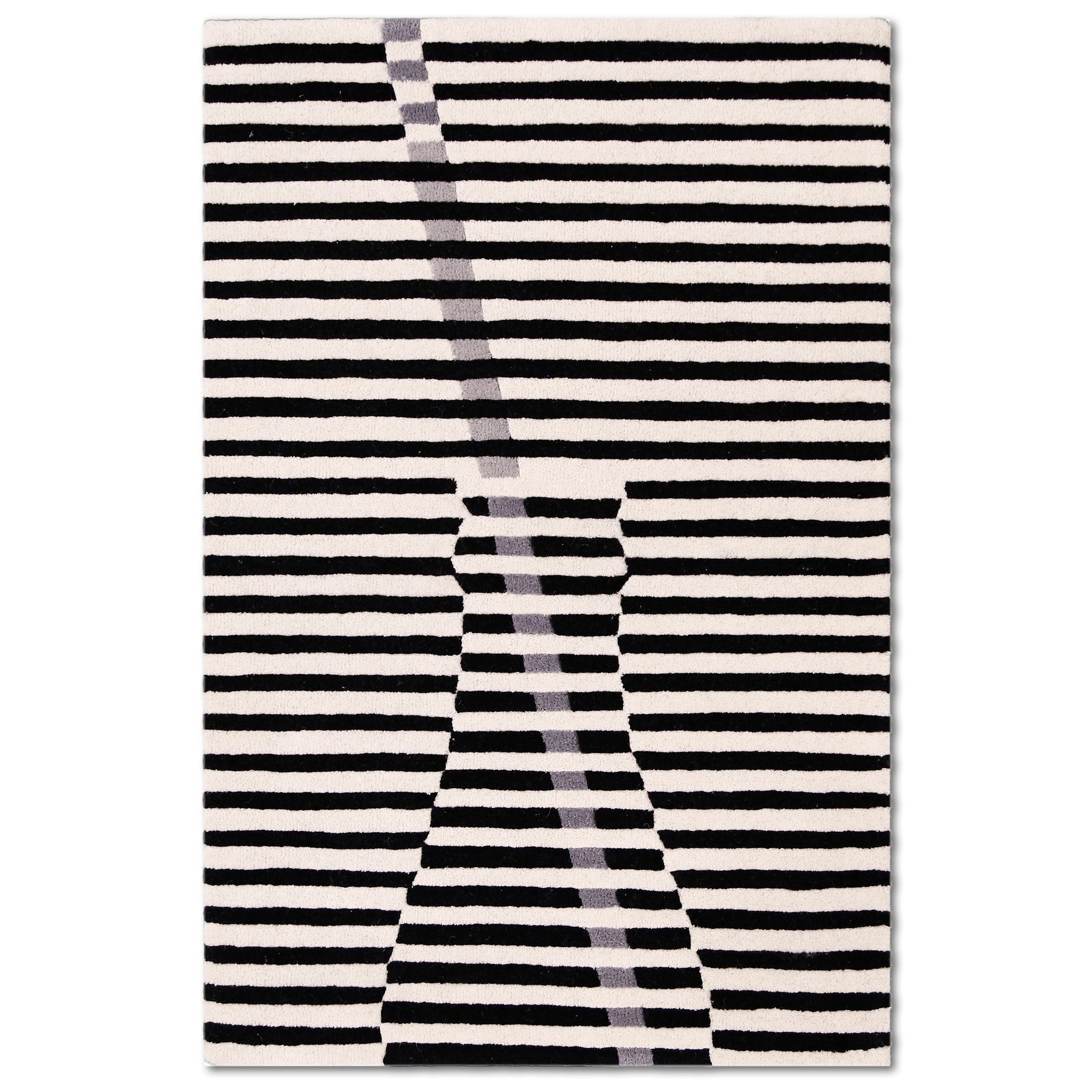 Black and White Striped Vase Hand Tufted Wool Wall Rug