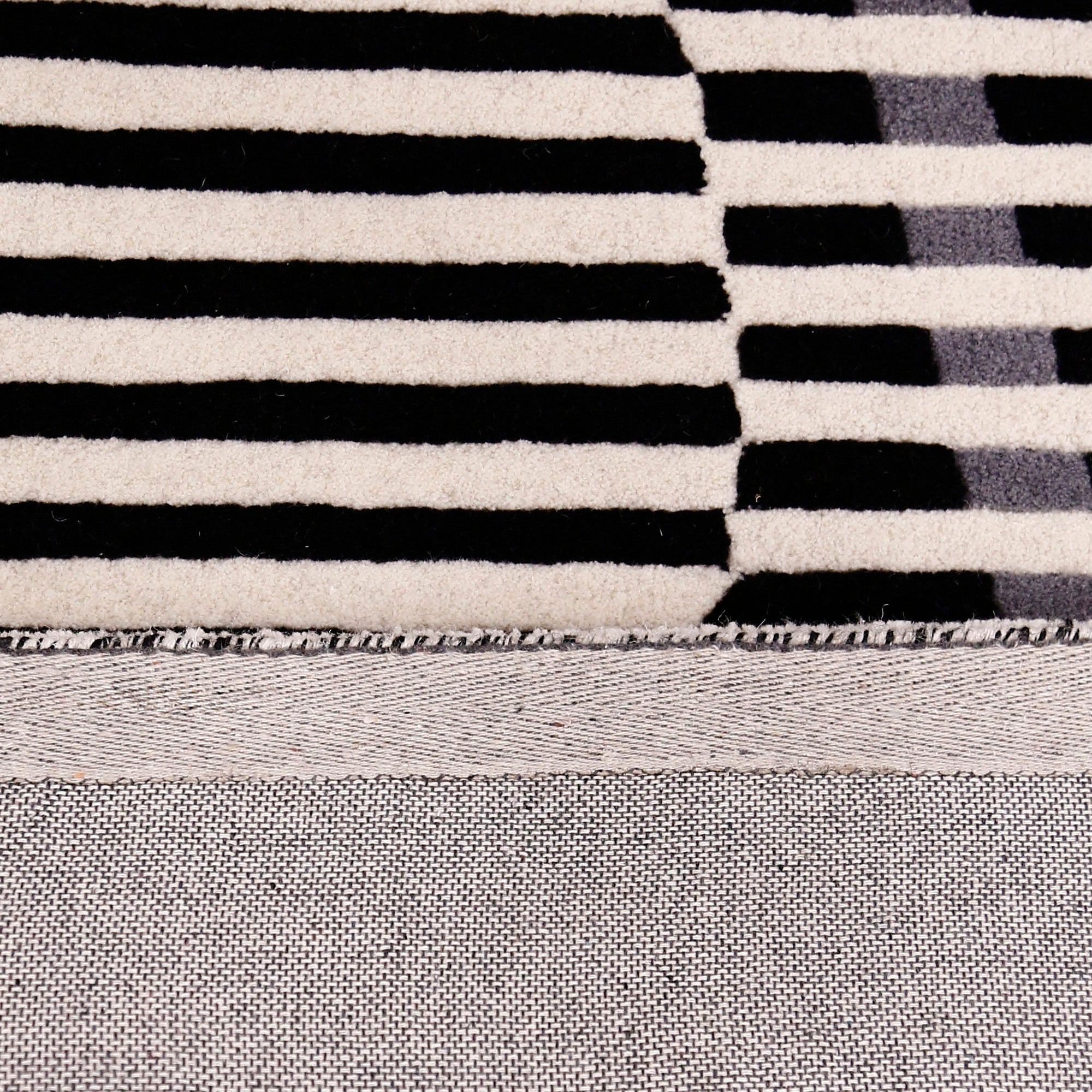 Black and White Striped Vase Hand Tufted Wool Wall Rug