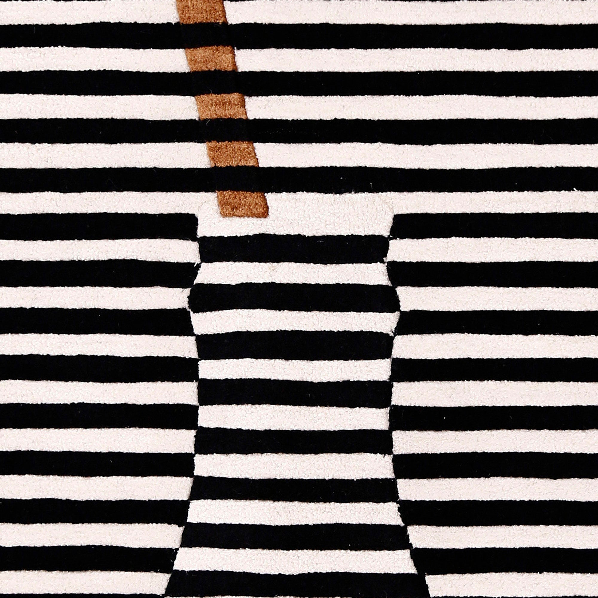 Brown Accent Striped Vase Hand Tufted Wool Wall Rug