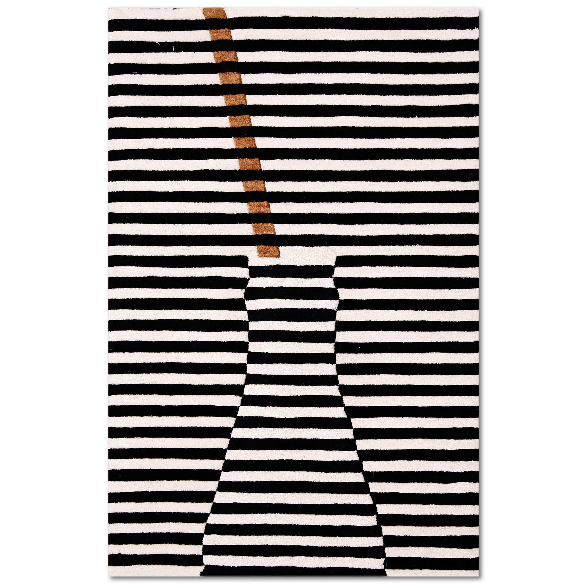 Brown Accent Striped Vase Hand Tufted Wool Wall Rug