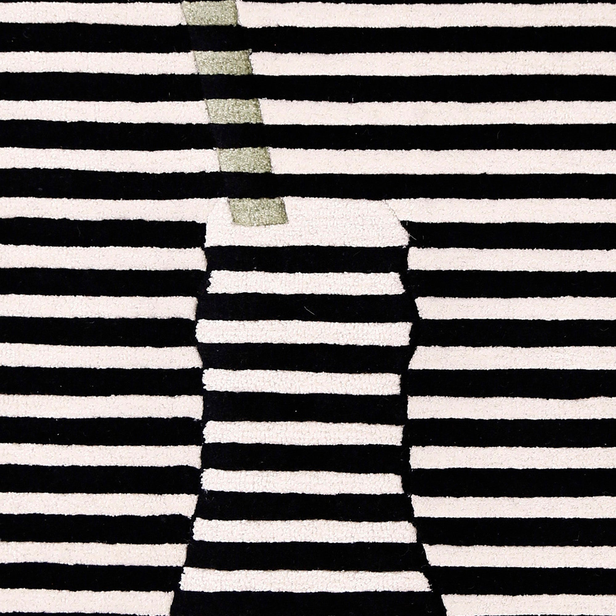 Green Accent Striped Vase Hand Tufted Wool Wall Rug