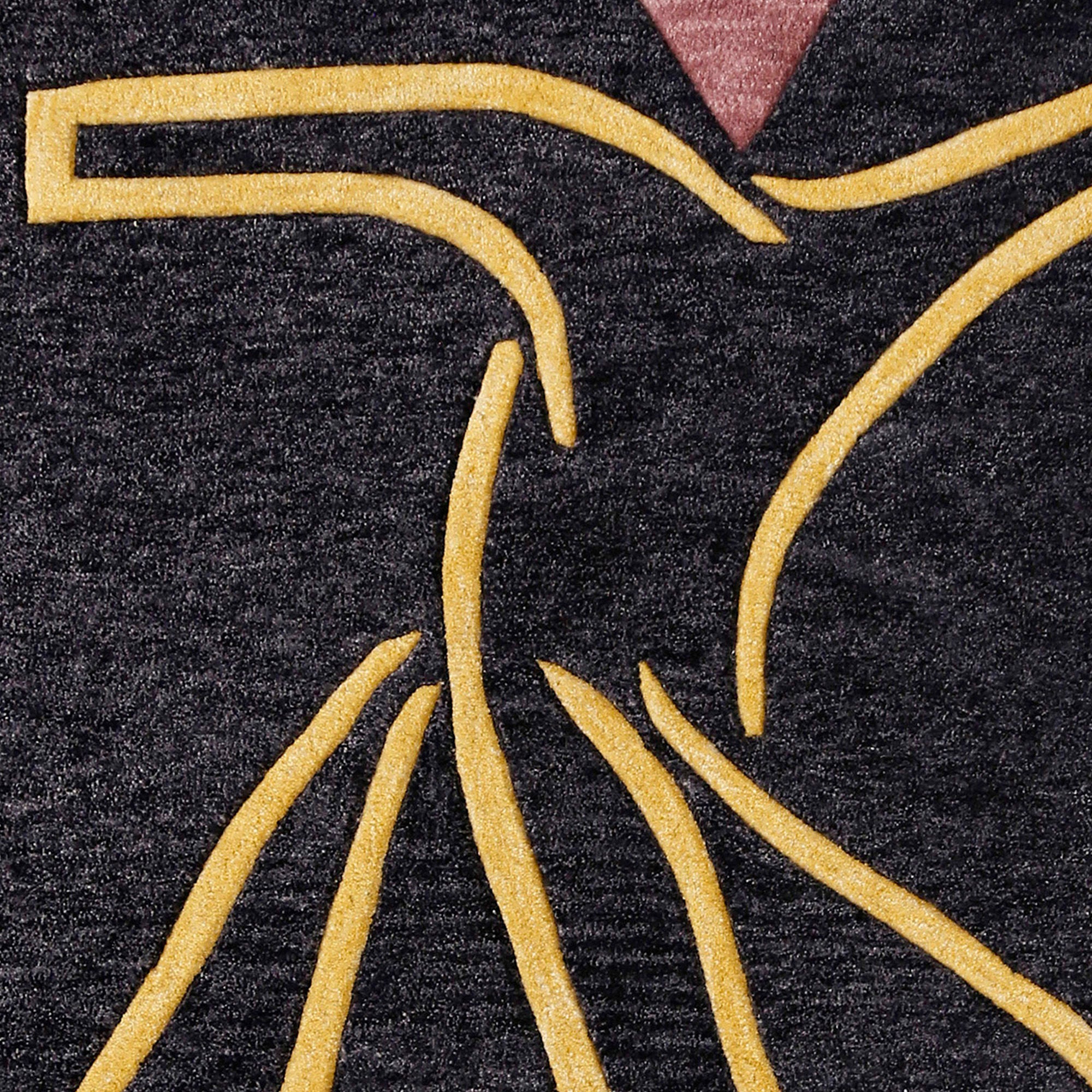 Golden Whirling Dervish Hand Tufted Wool Wall Rug