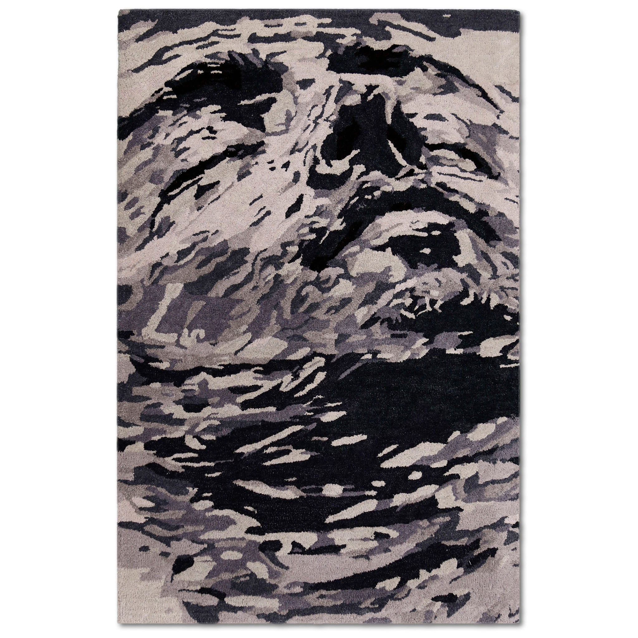 Abstract Ocean Waves Hand Tufted Wool Wall Rug