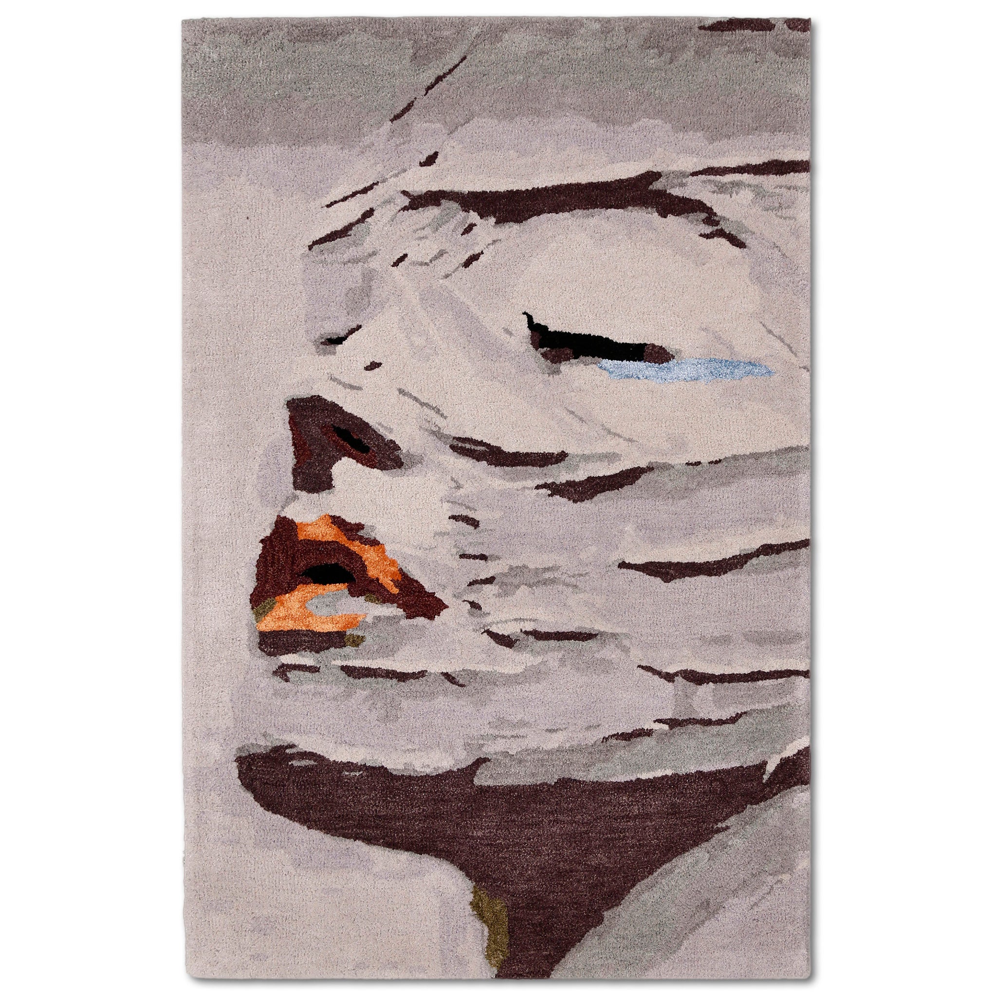 Abstract Cubist Face Hand Tufted Wool Wall Rug