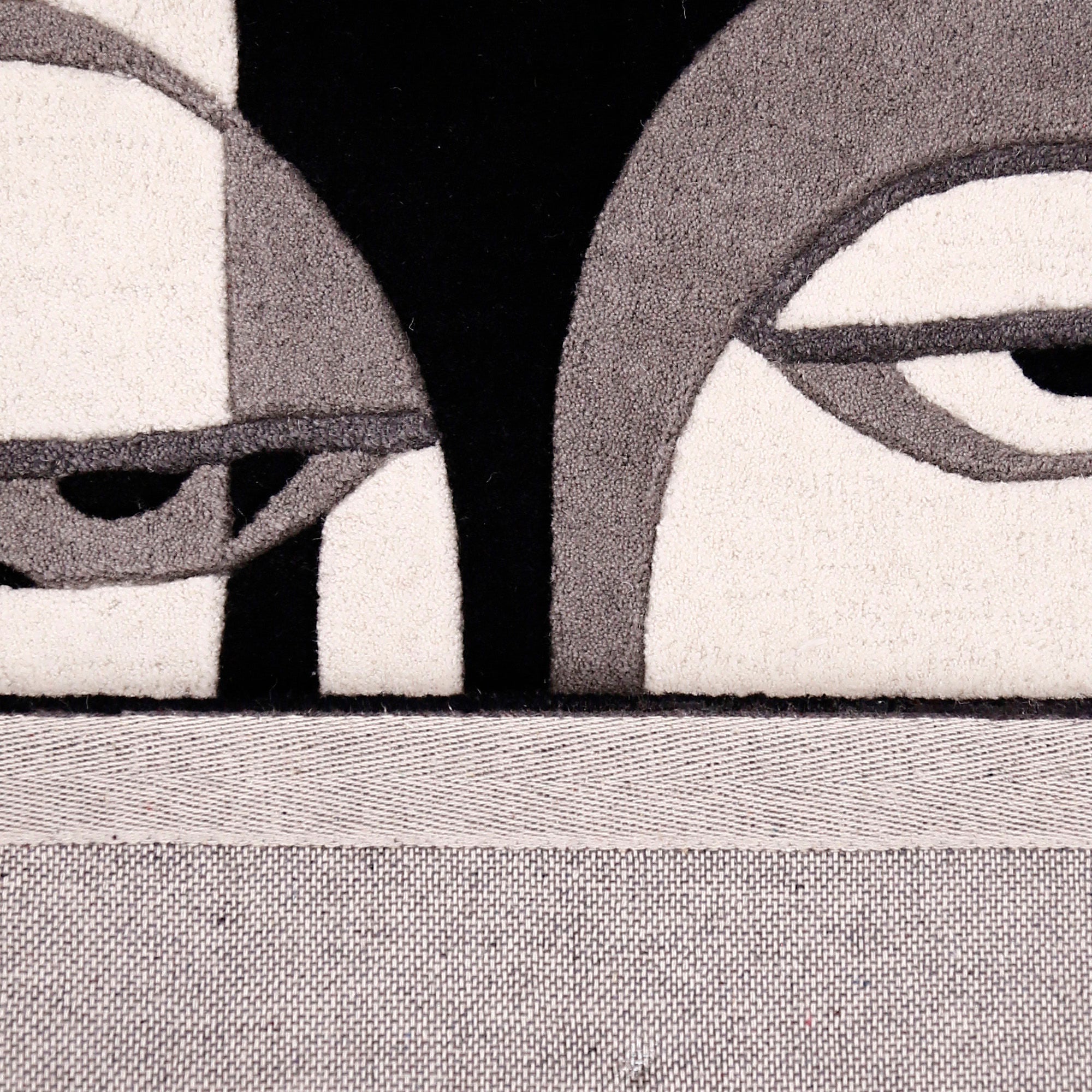 Monochrome Cubist Face Hand Tufted Wool Wall Rug