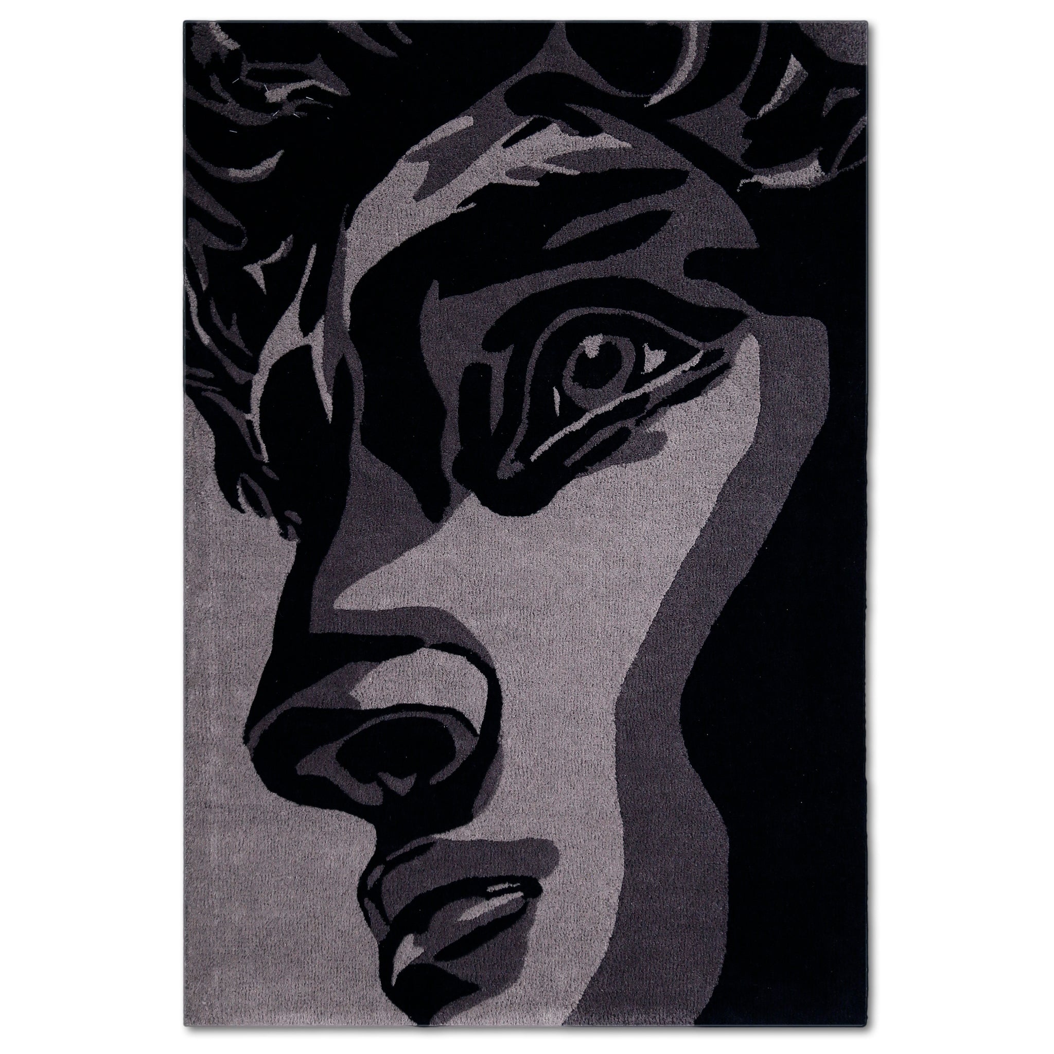 Monochrome Abstract Face Hand Tufted Wool Wall Rug