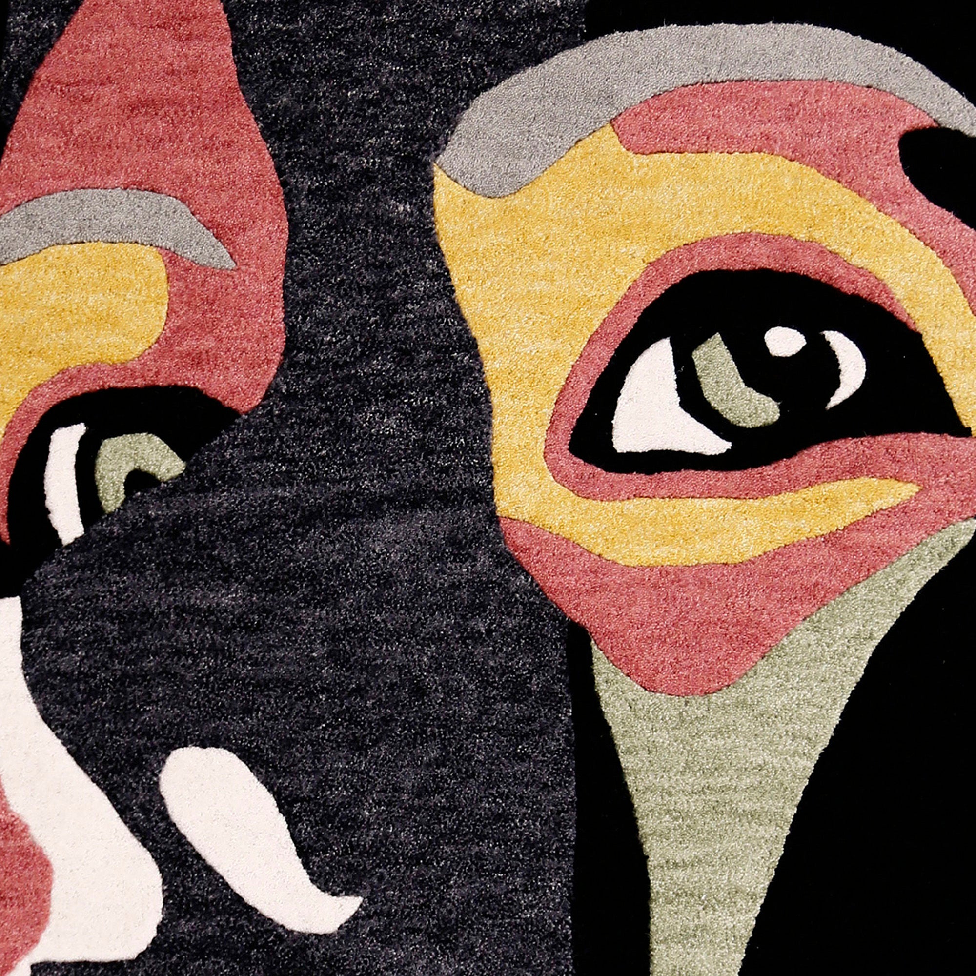 Colorful Abstract Face Hand Tufted Wool Wall Rug