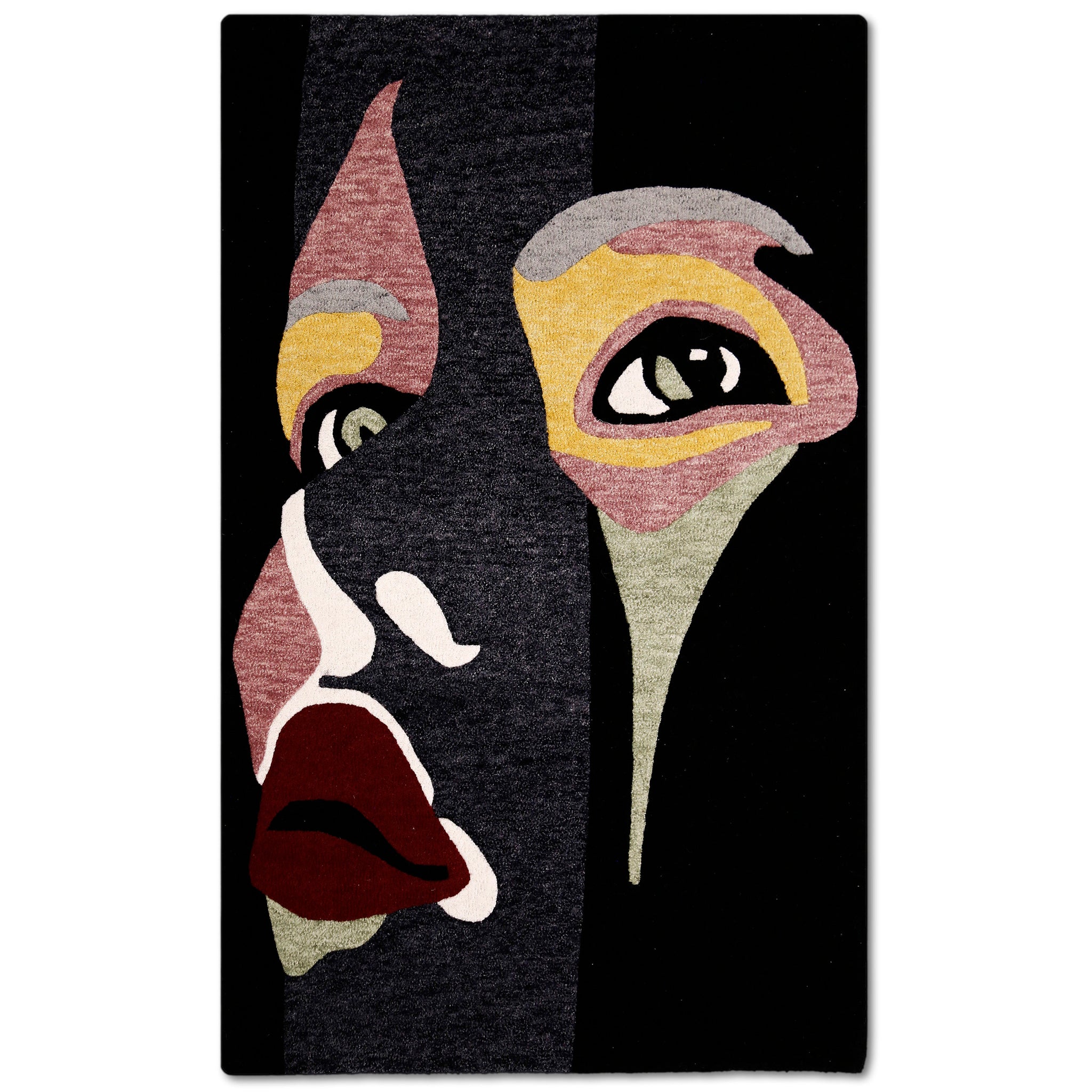 Dual Abstract Face Hand Tufted Wool Wall Rug