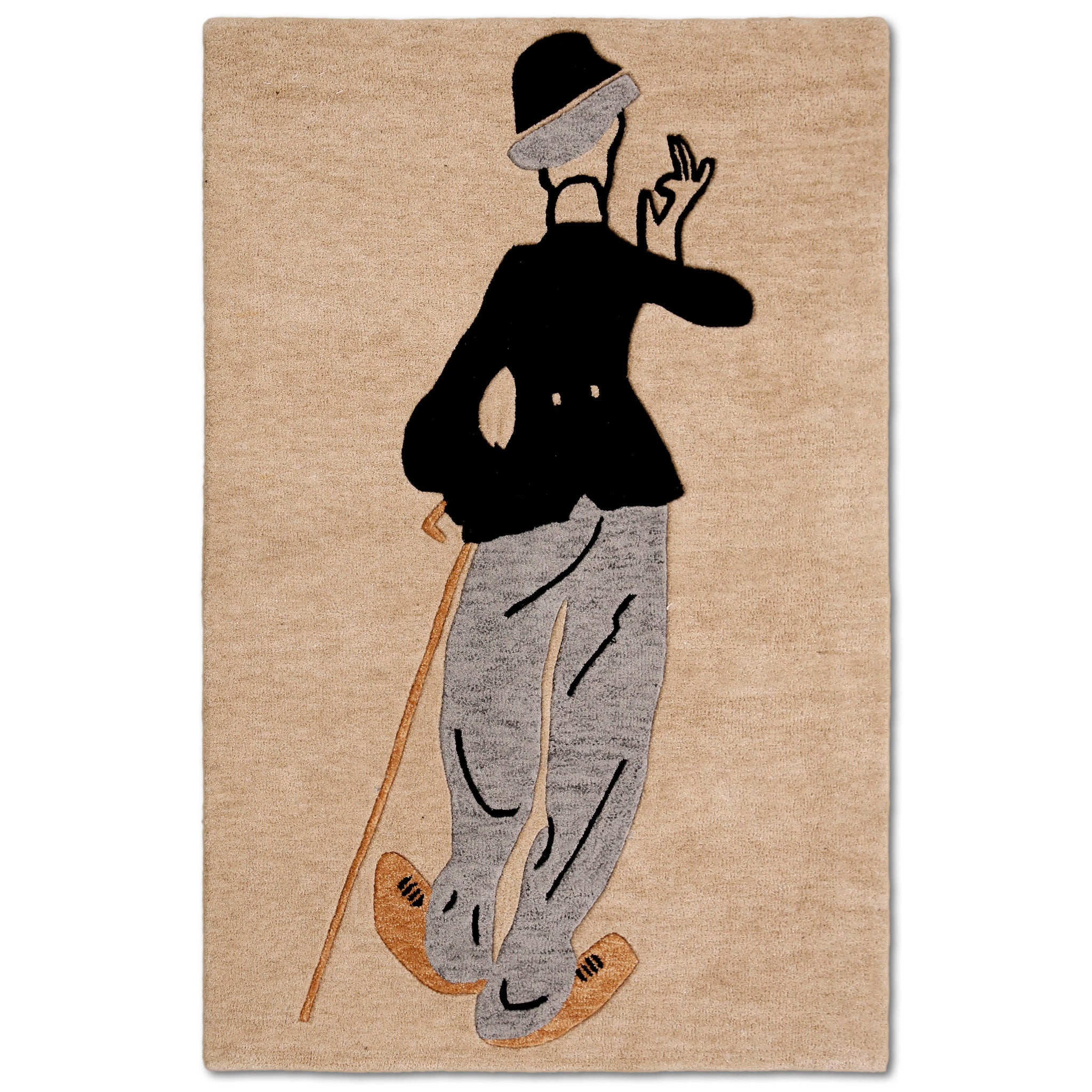 Vintage Gentleman Silhouette Hand Tufted Wool Wall Rug