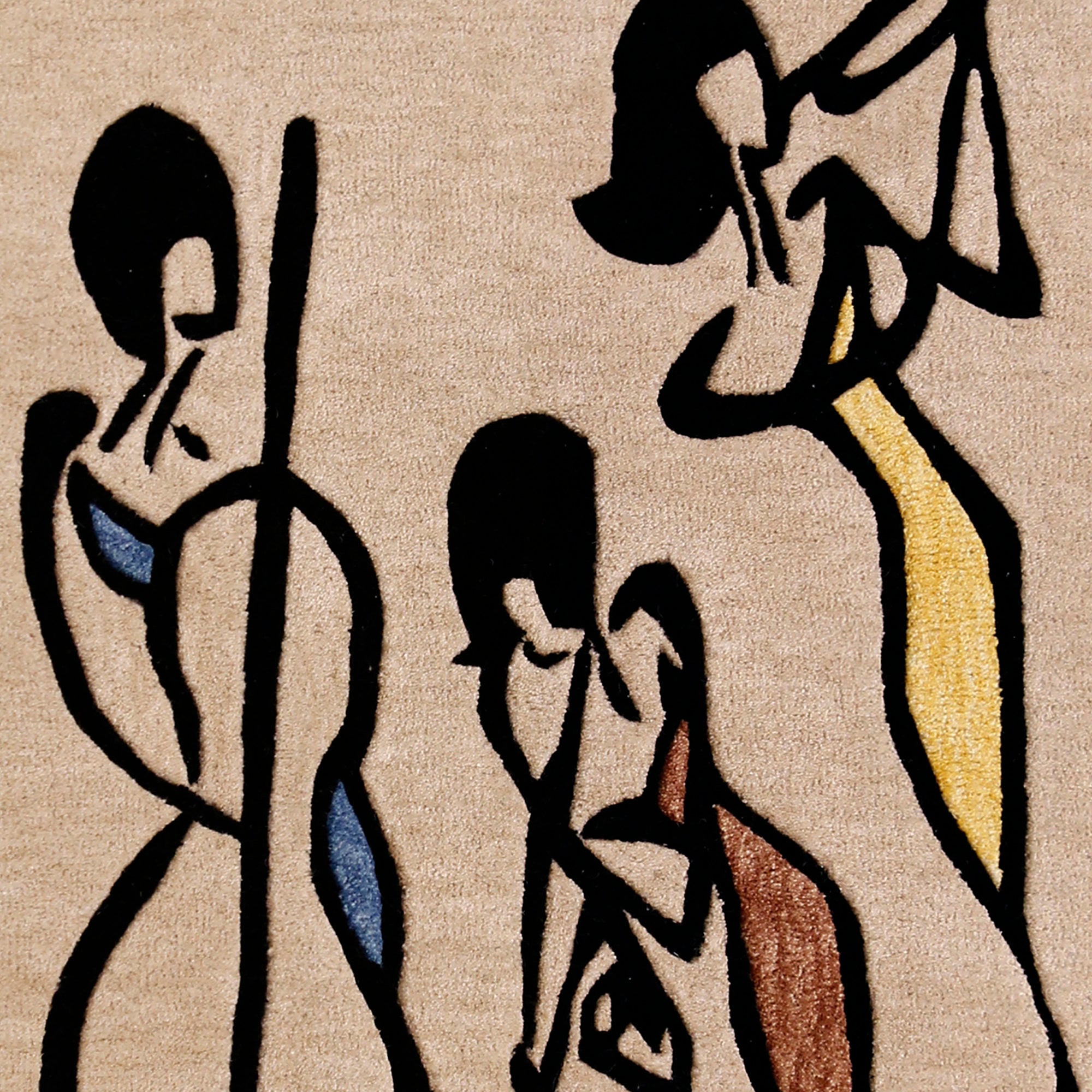 Jazz Trio Musicians Hand Tufted Wool Wall Rug