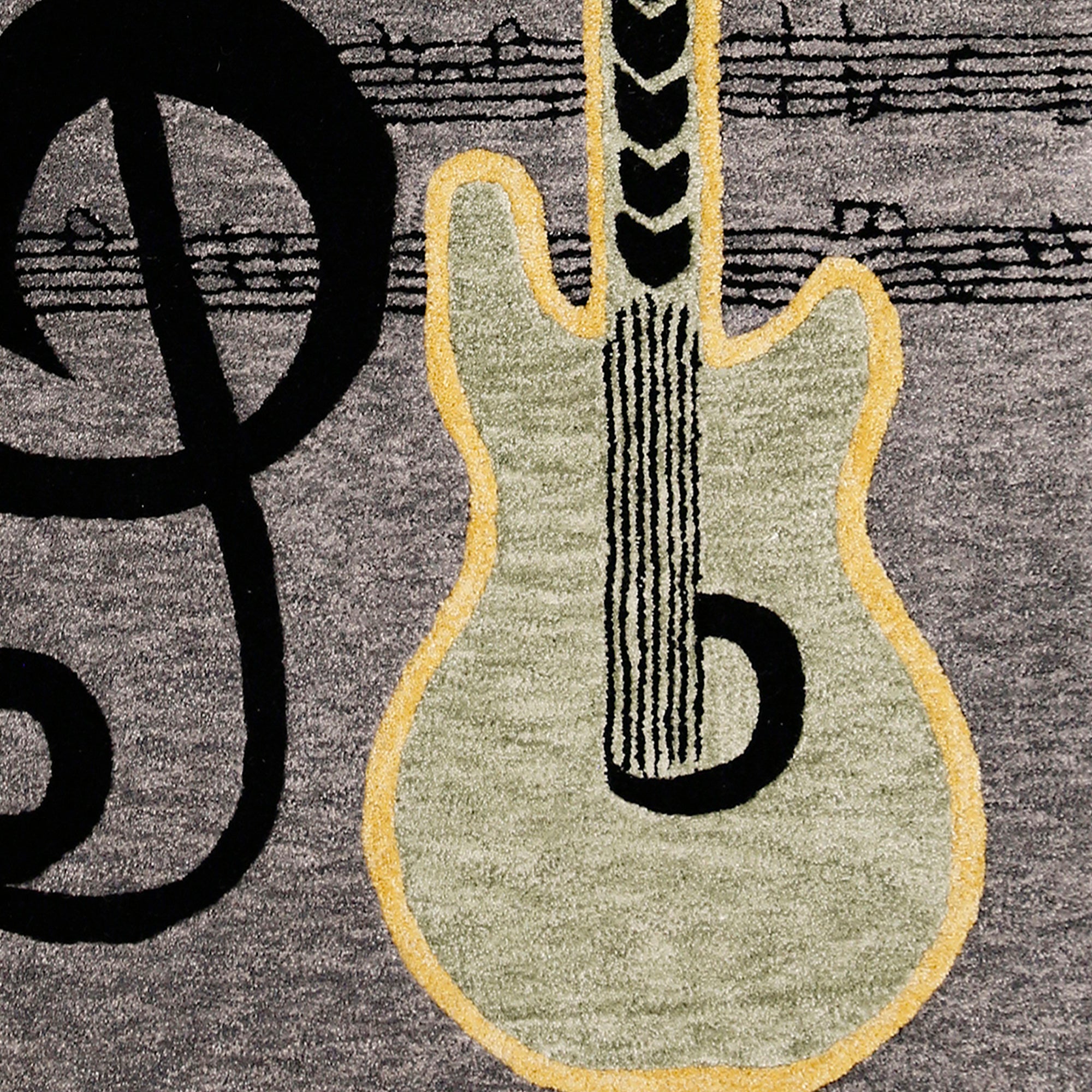 Guitar Treble Clef Hand Tufted Wool Wall Rug