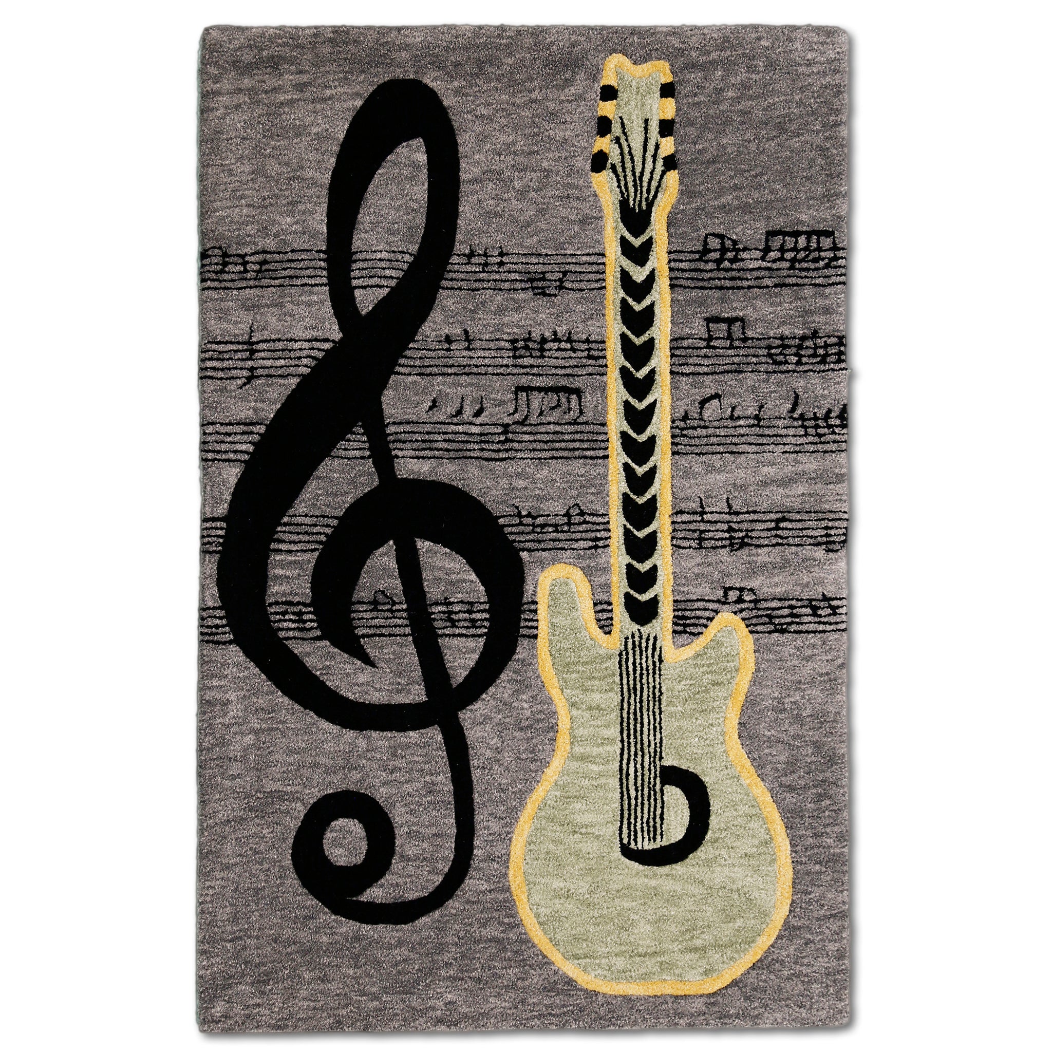 Guitar Treble Clef Hand Tufted Wool Wall Rug