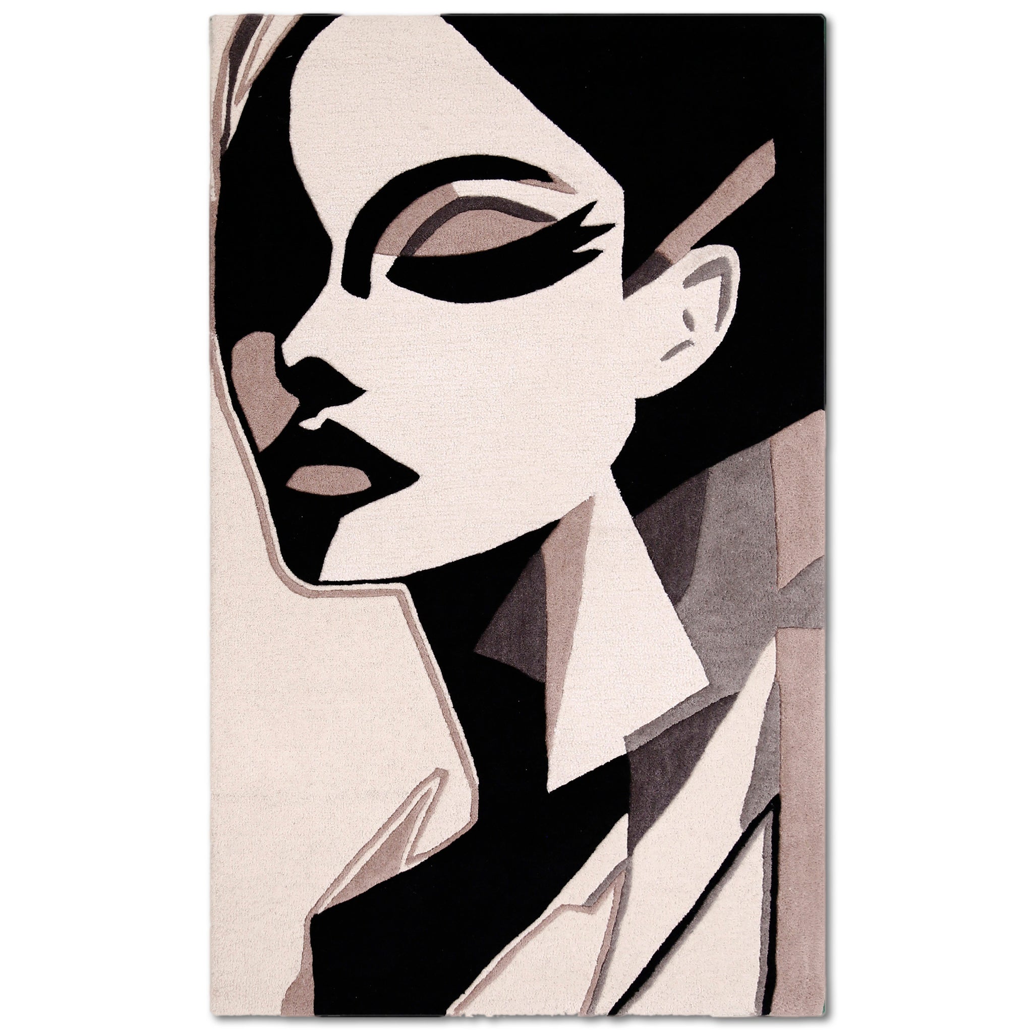 Abstract Woman Portrait Hand Tufted Wool Wall Rug