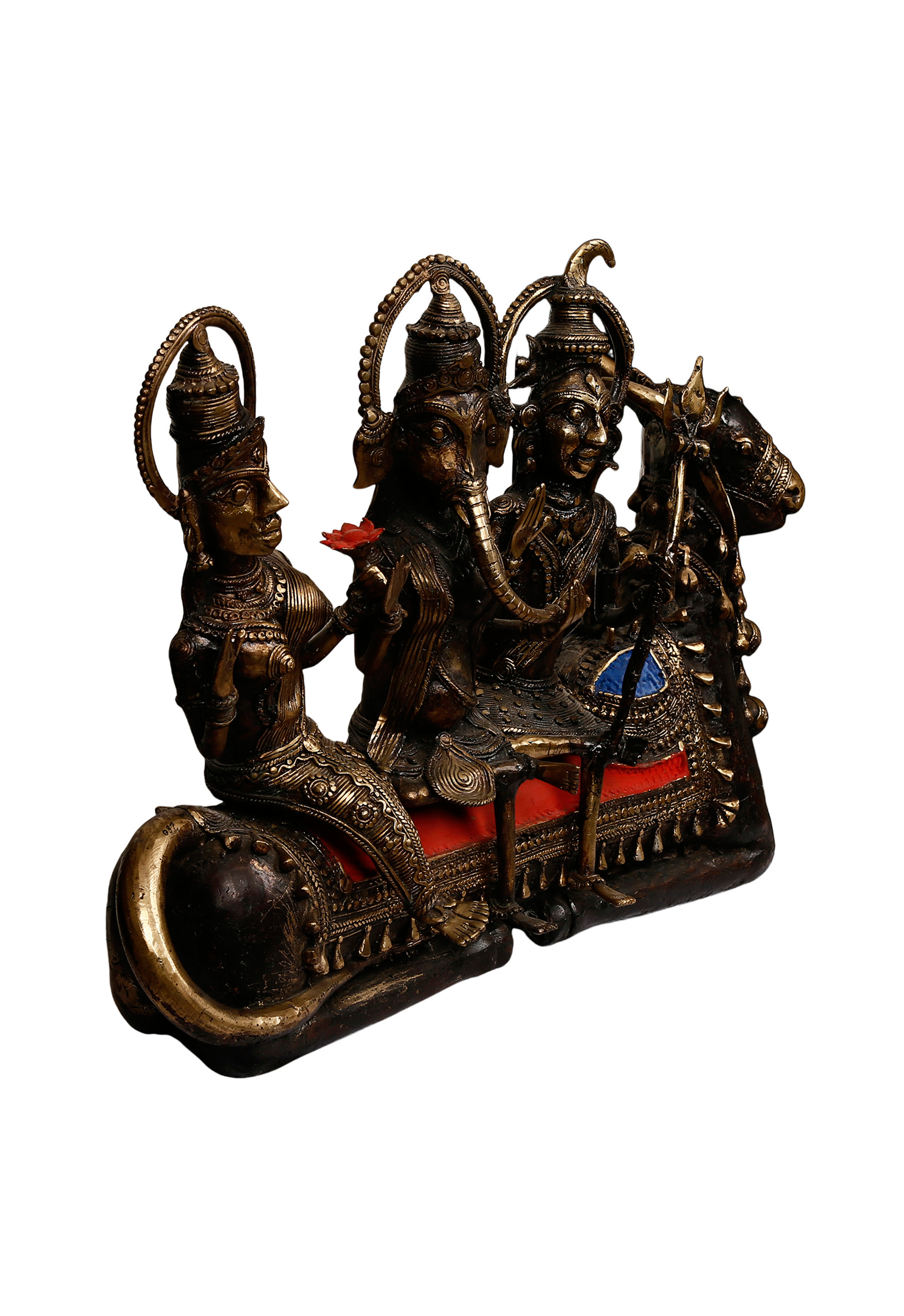 Khushi-Living-Artefacts-Brass-Shiv Parivar on Nandi