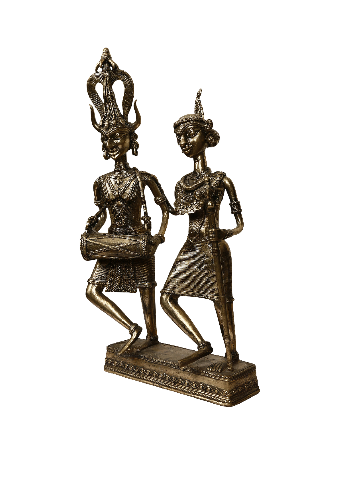 Khushi-Living-Artefacts-Brass-Tribal Couple Brass