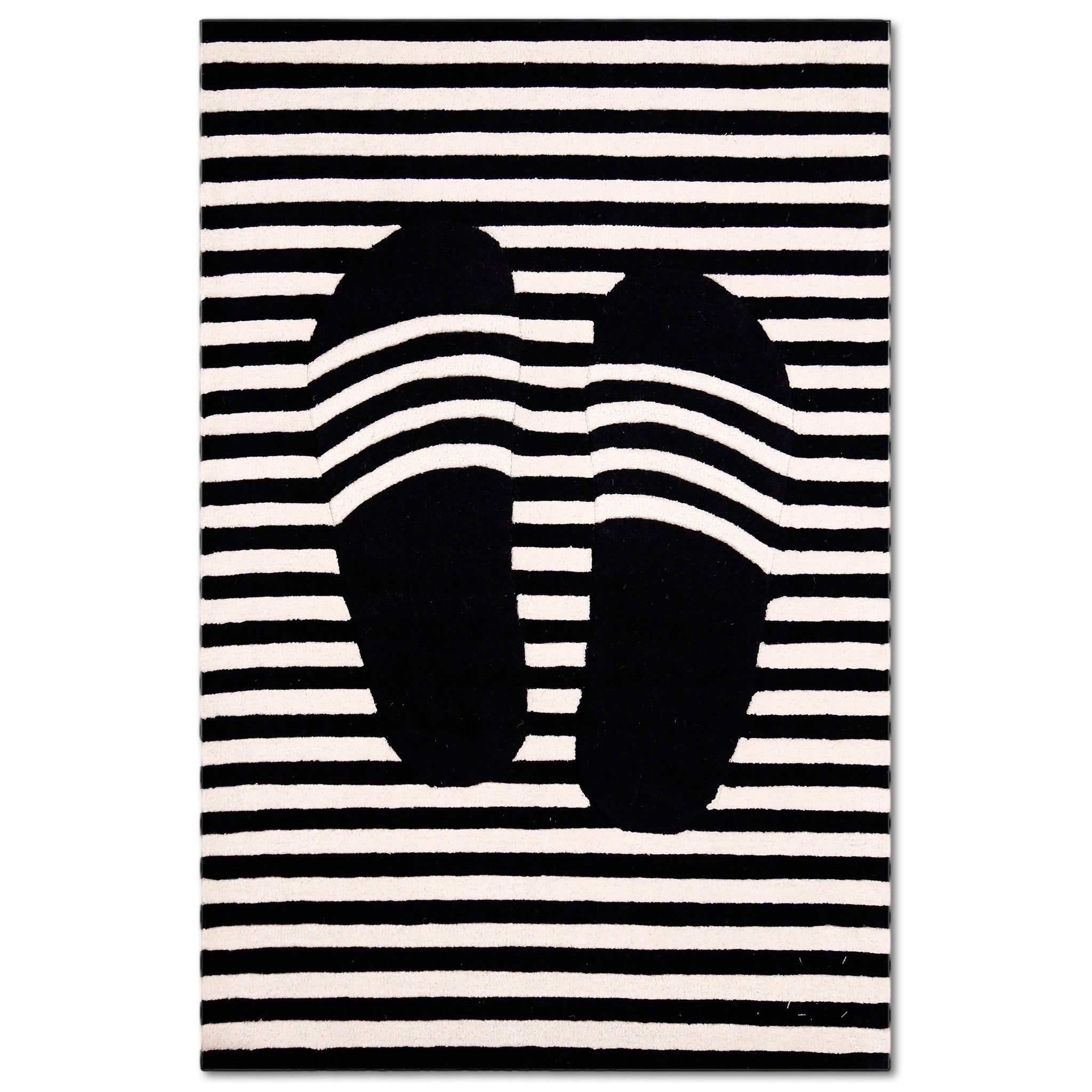 Zebra Couple Optical Illusion Hand Tufted Wool Wall Rug